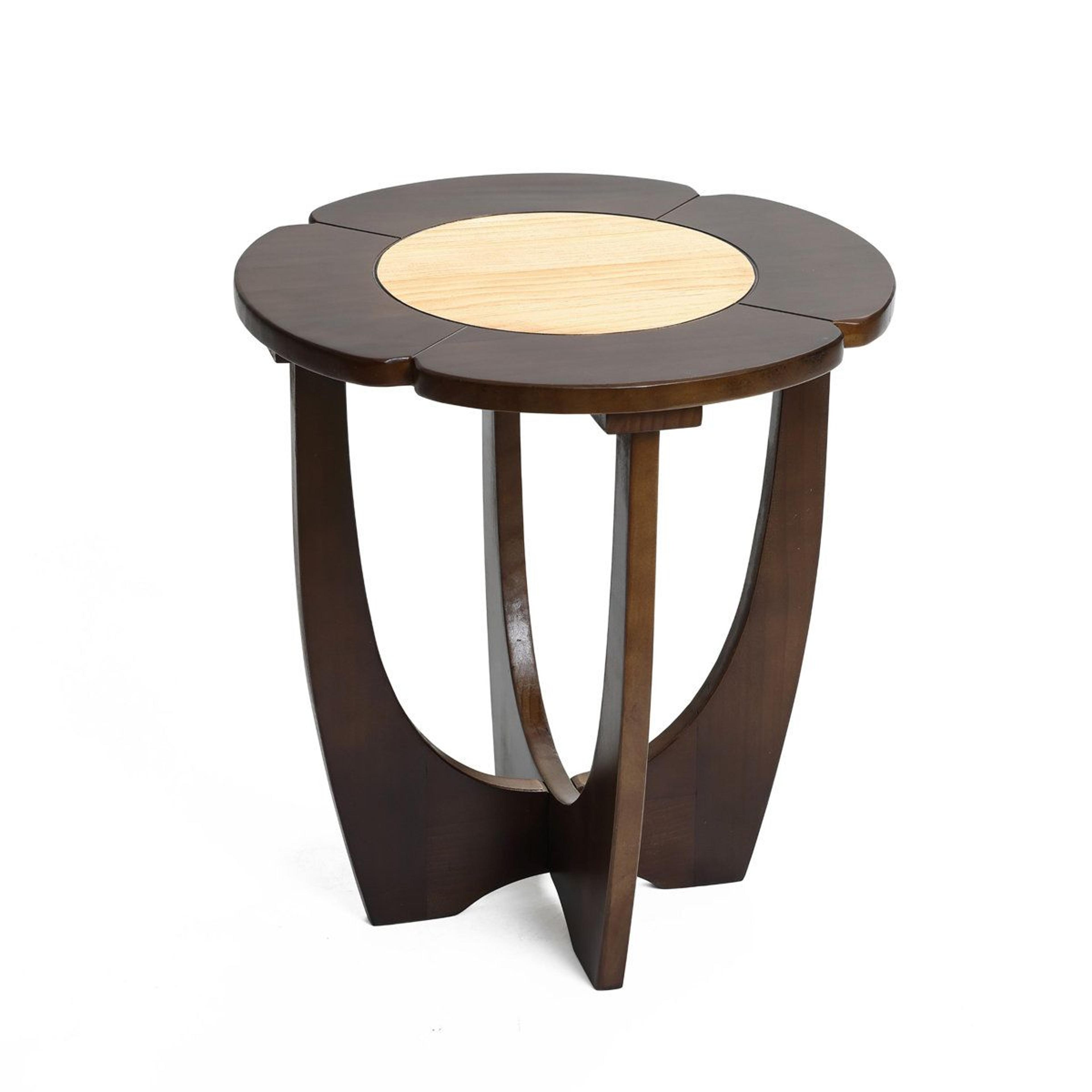 petal sculptural solid wood side table modern round end table