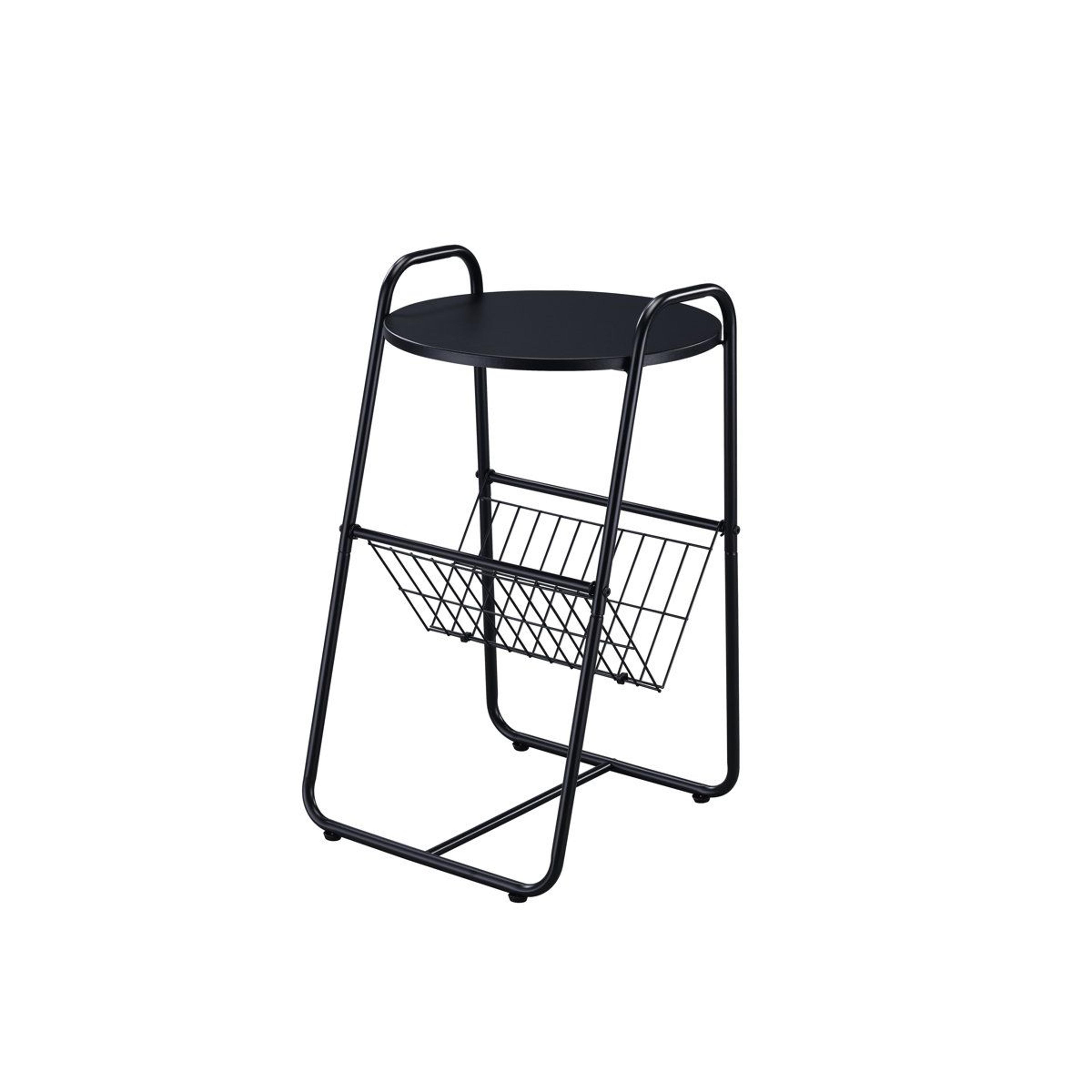 coto modern round end table with magazine holder for small spaces