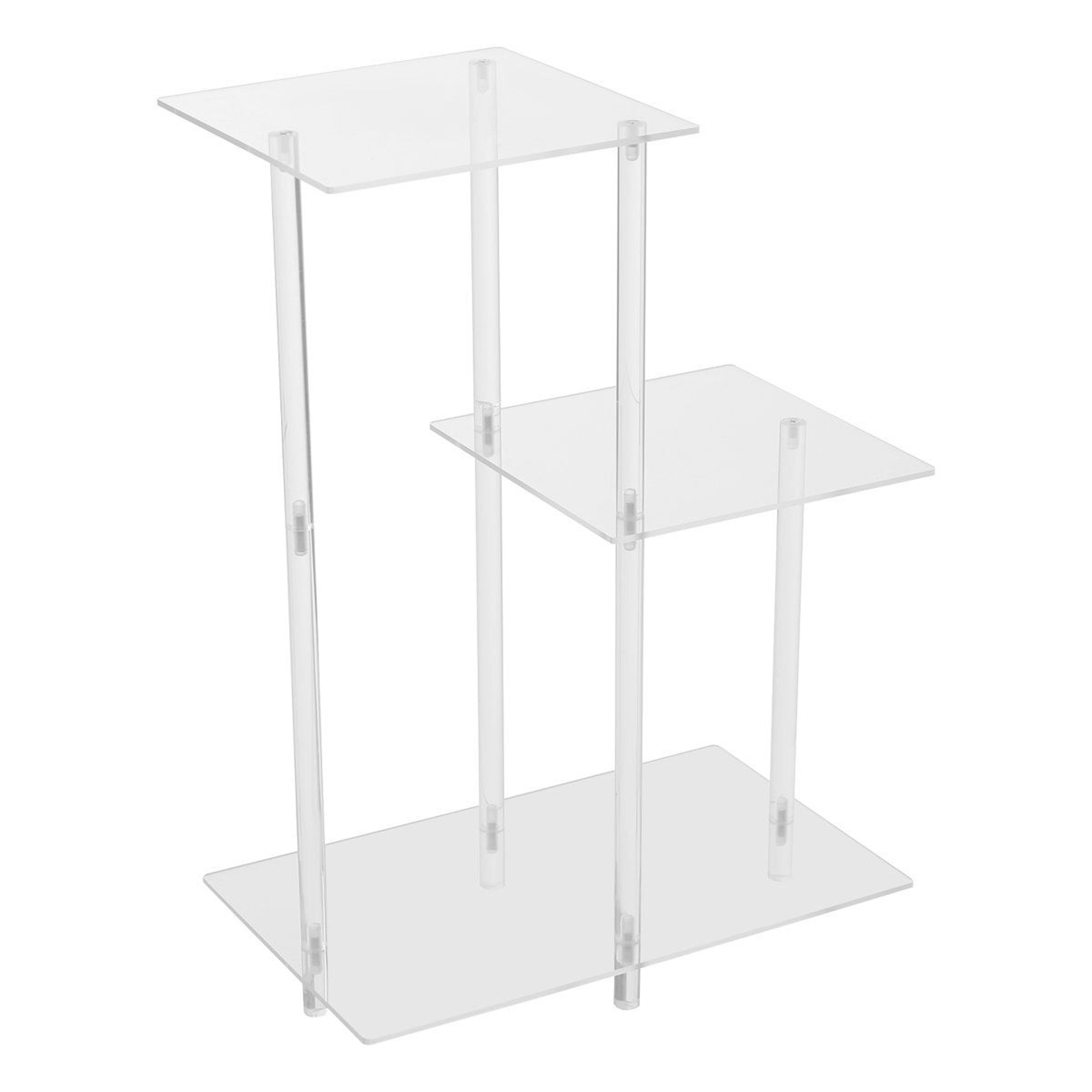 modern clear 3 tier side table narrow end table for small spaces