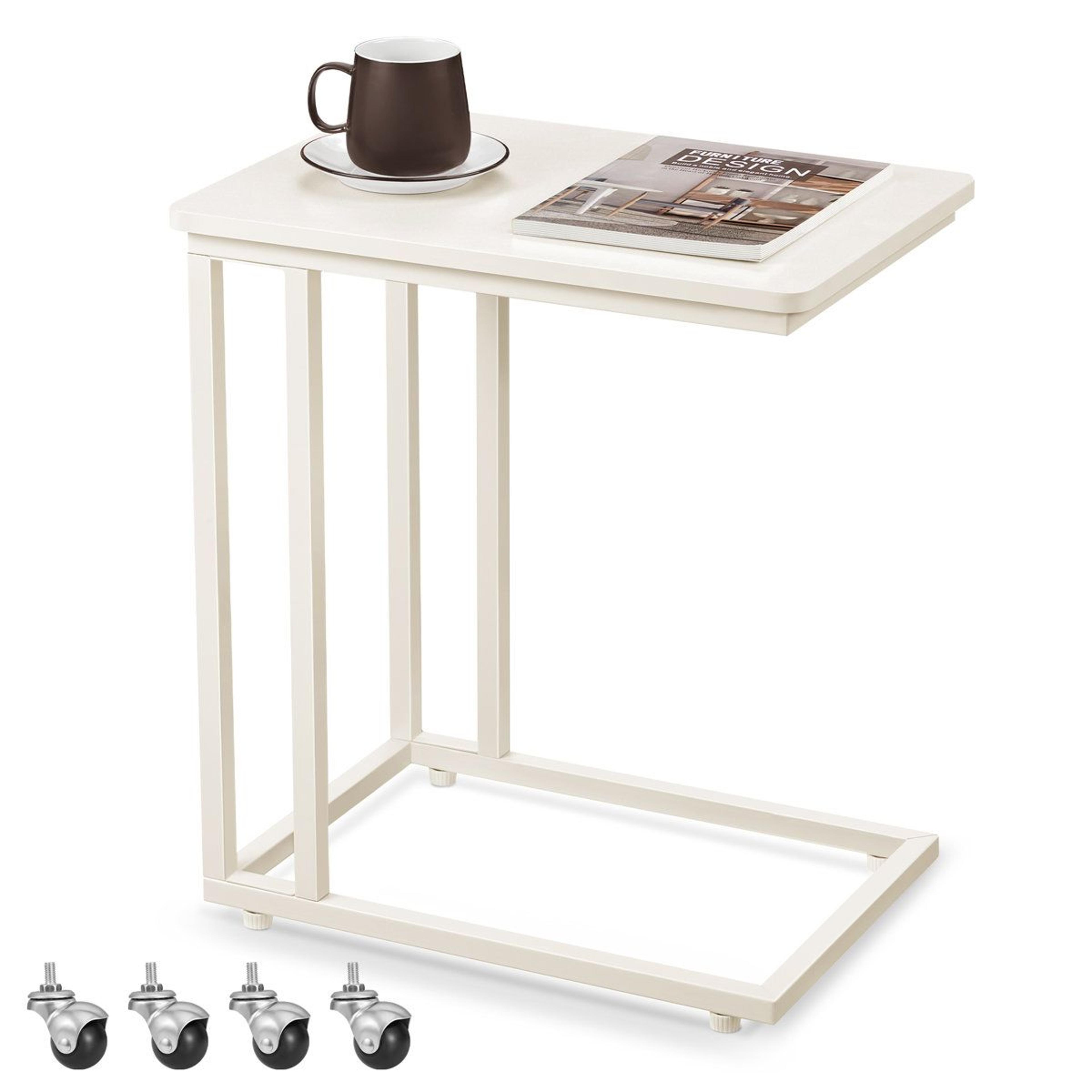 sashko c shaped end table with wheels, sofa side laptop table
