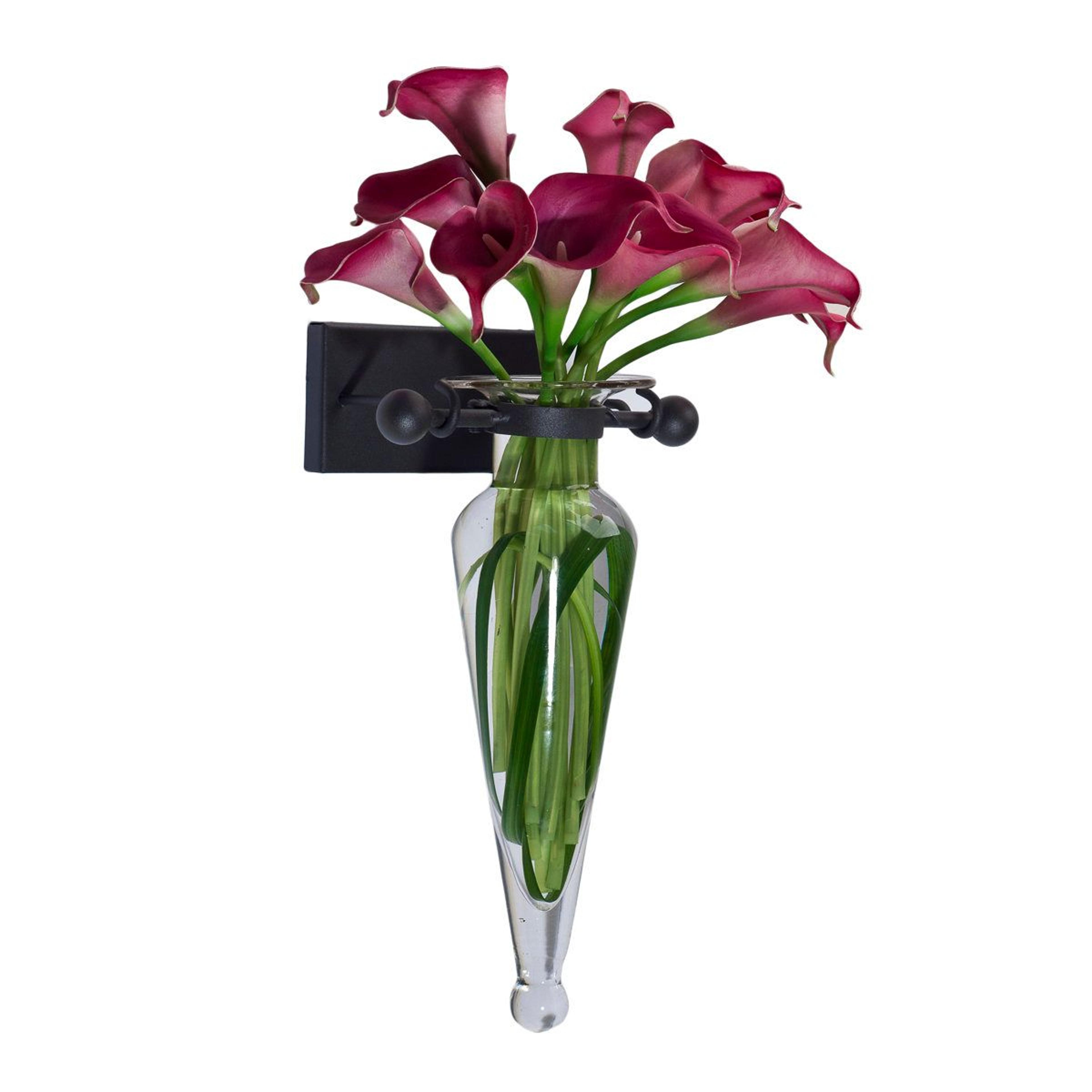 amphora wall mounted glass vase with iron sconce floral wall decor