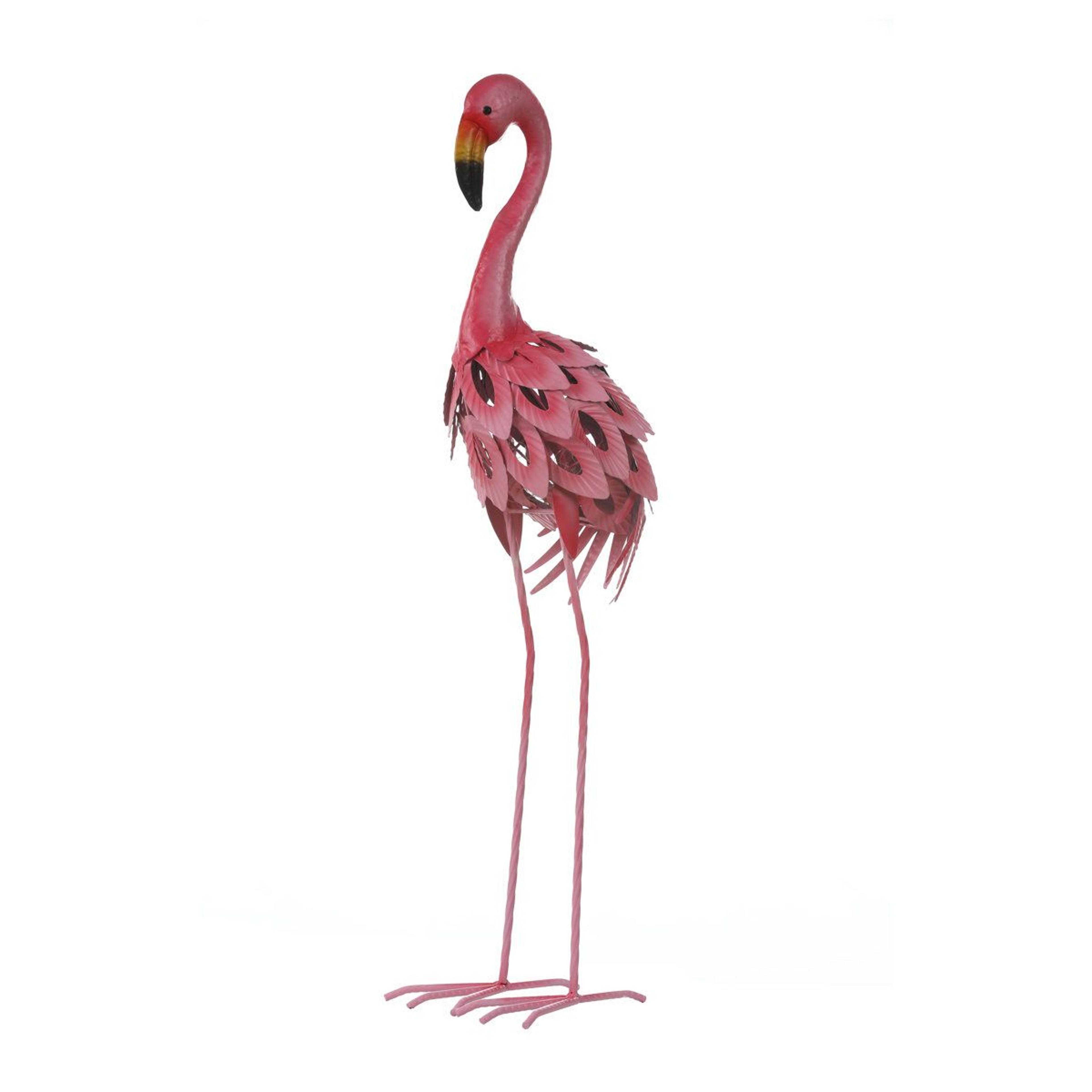 finck solar flamingo garden statue for tropical yard art and pathway decor