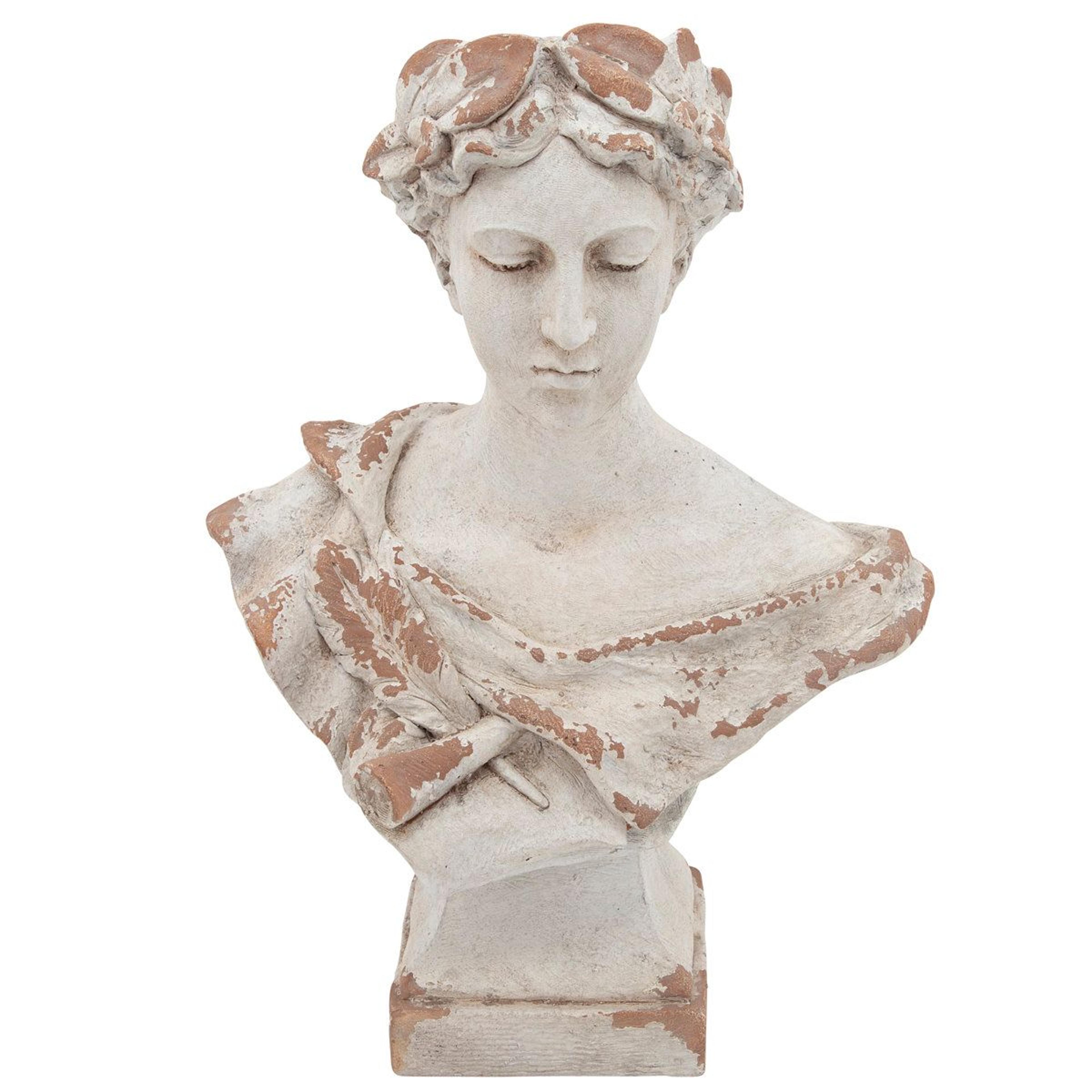 classical white lady bust statue 21" vintage style home decor accent