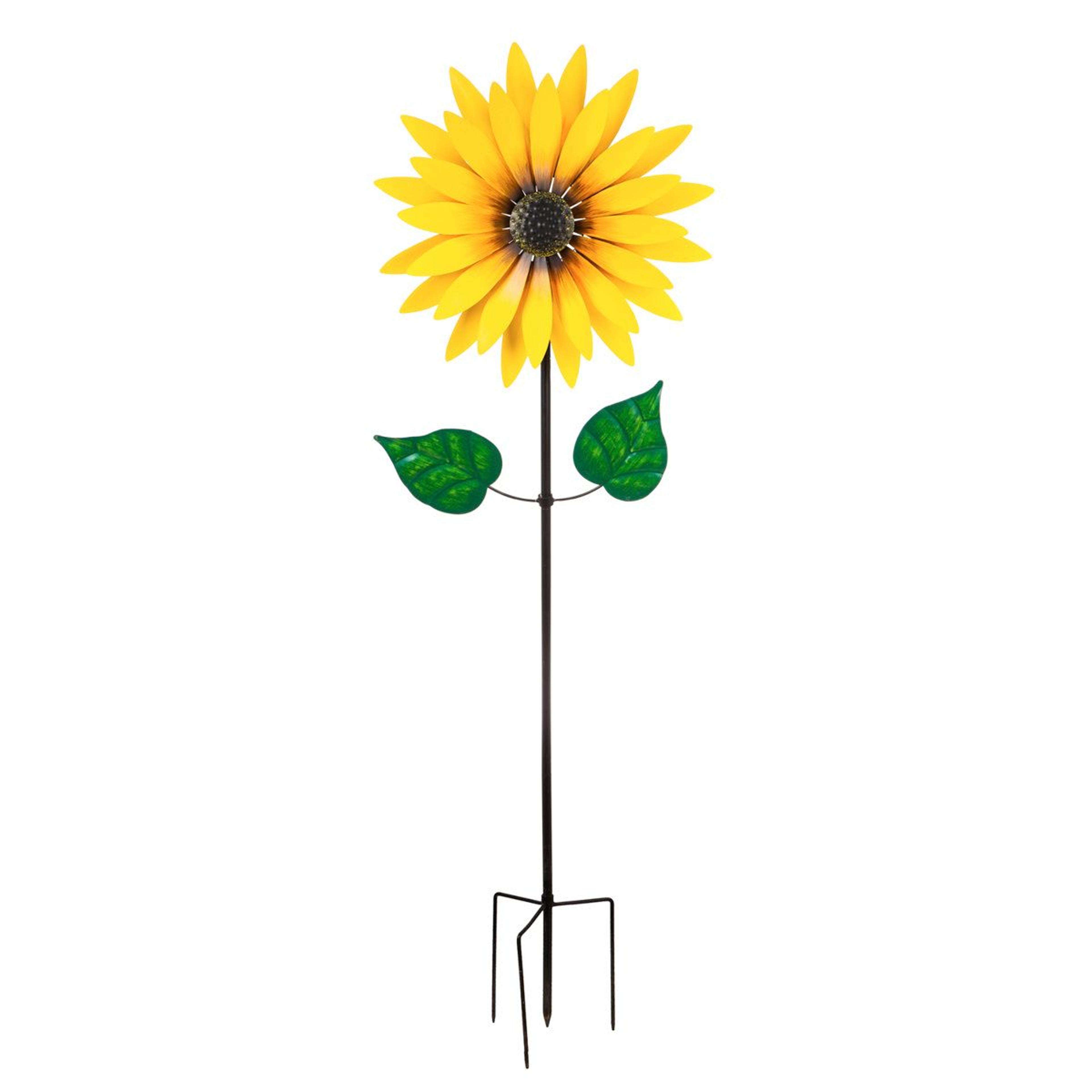 75" hyden metal sunflower wind spinner kinetic garden decor & outdoor stake