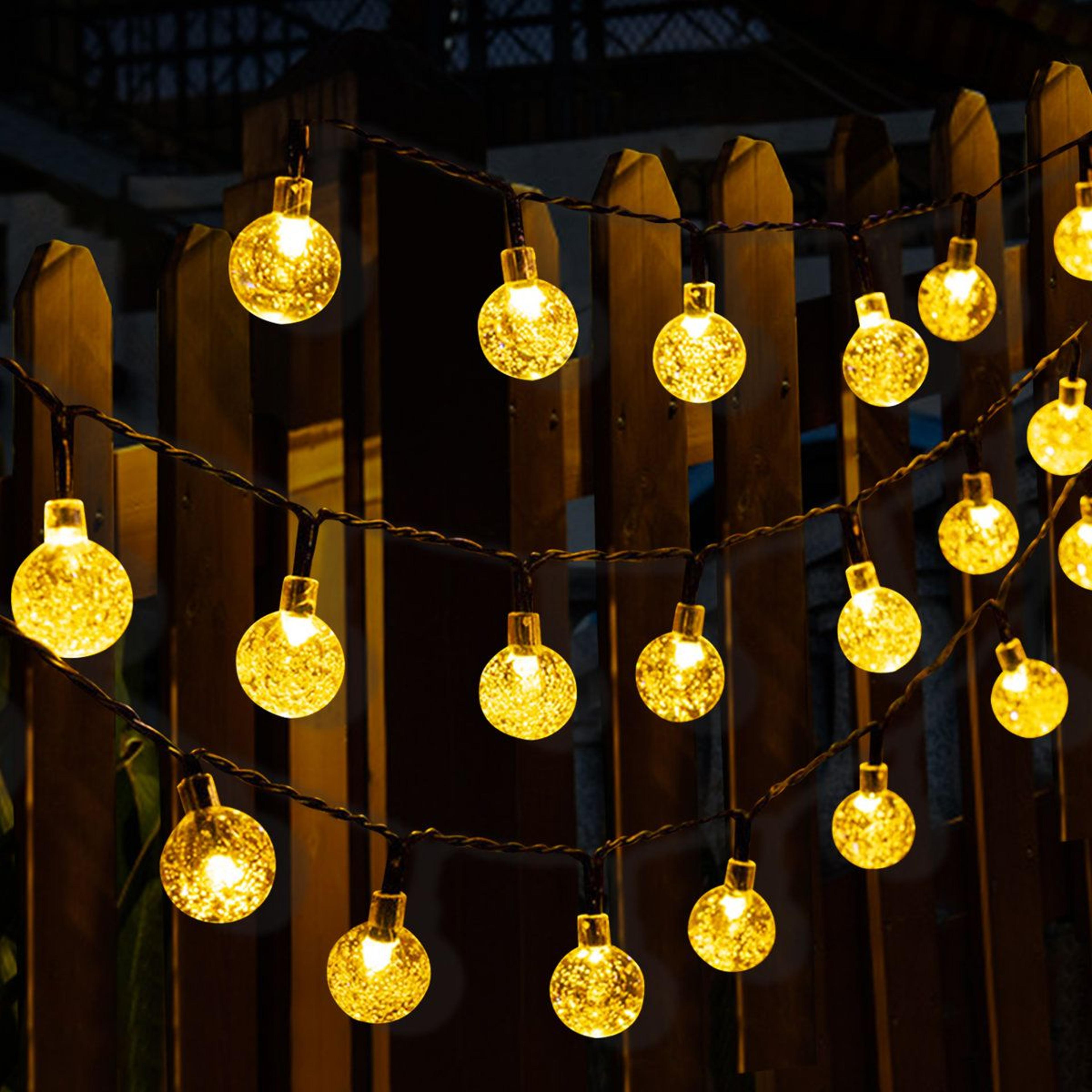 256 inch outdoor solar string lights 30 bulb waterproof globe lighting for patios and gardens set of 2