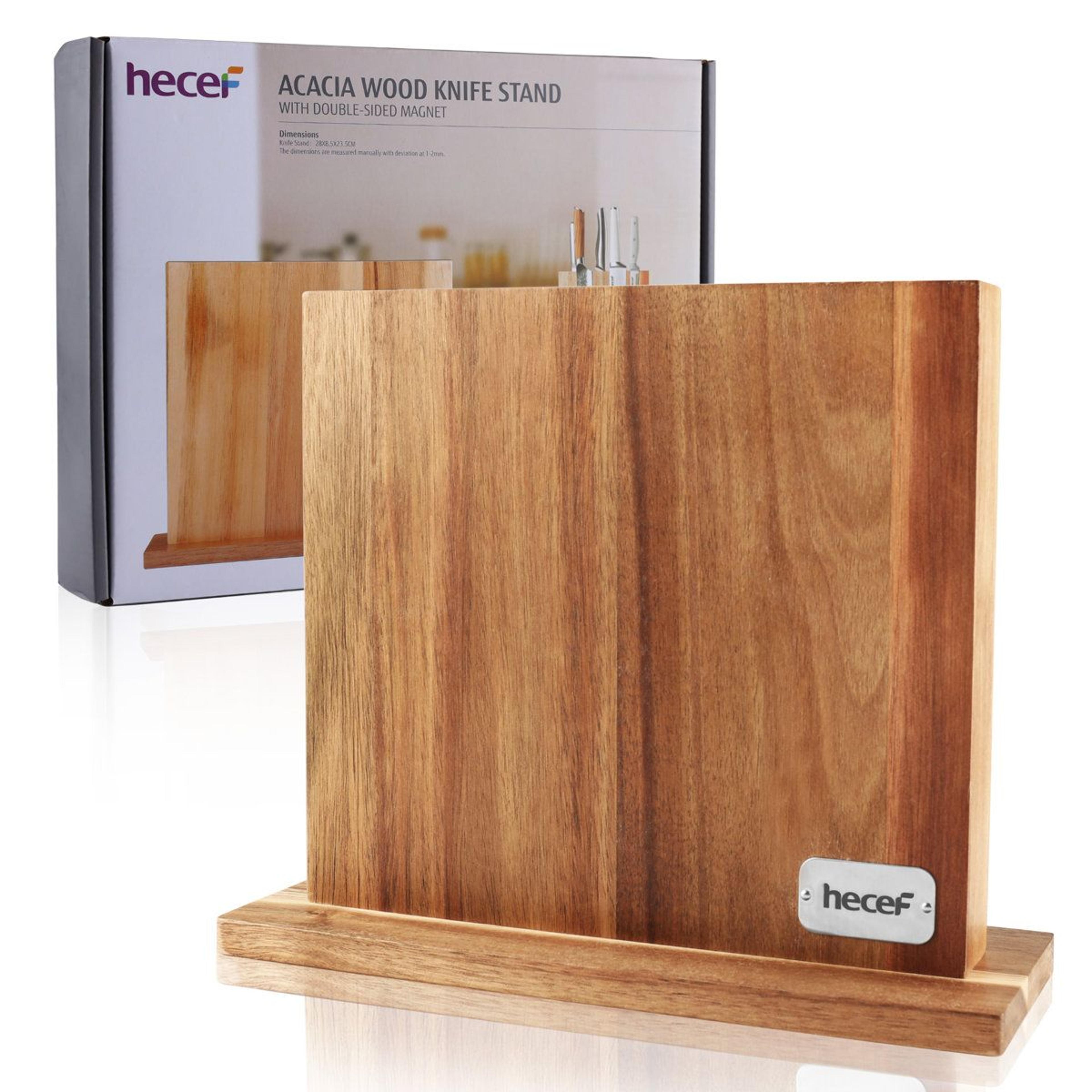 acacia wood double sided magnetic knife block premium countertop knife holder and kitchen organizer