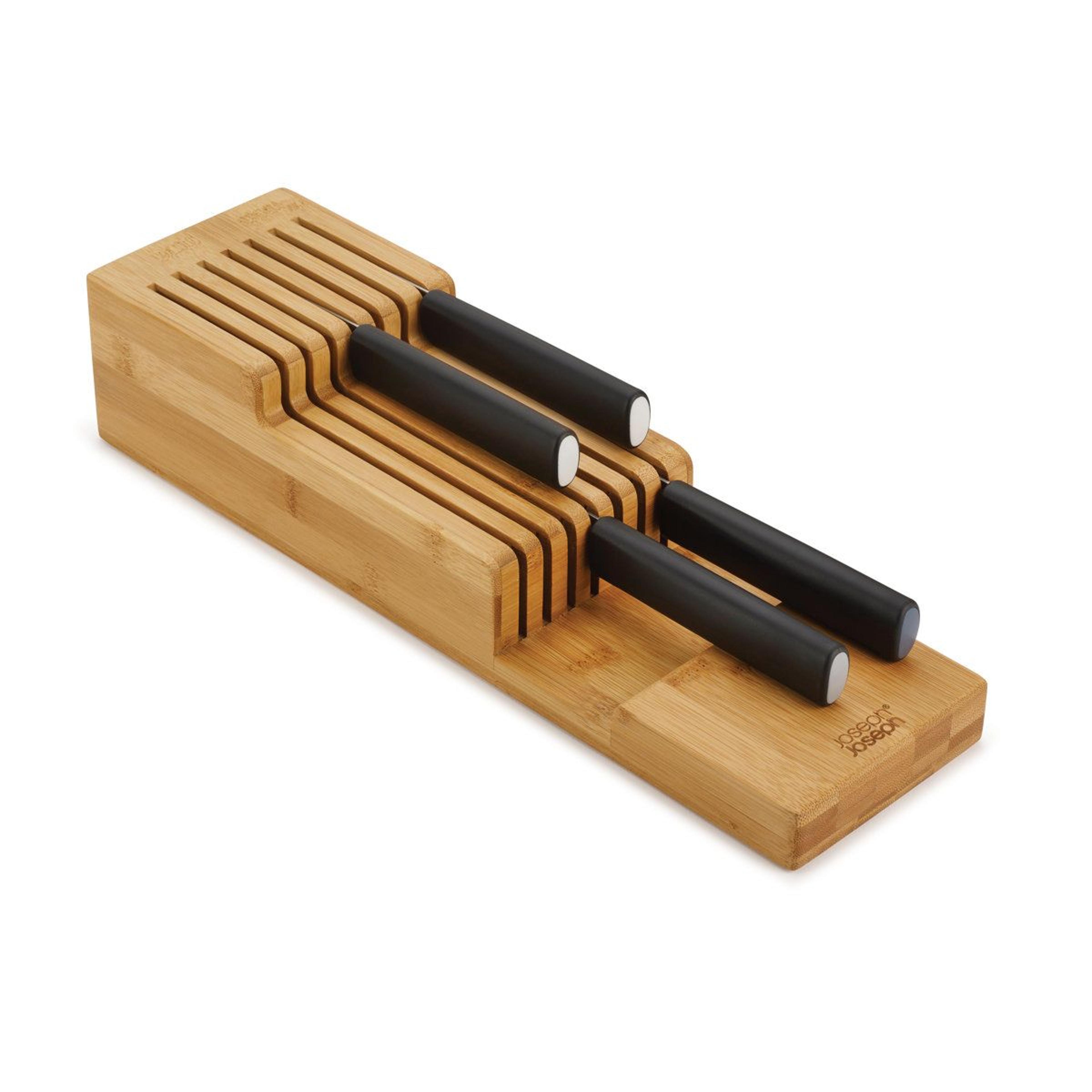bamboo 2tier kitchen drawer organizer compact bamboo knife block for safe in drawer storage