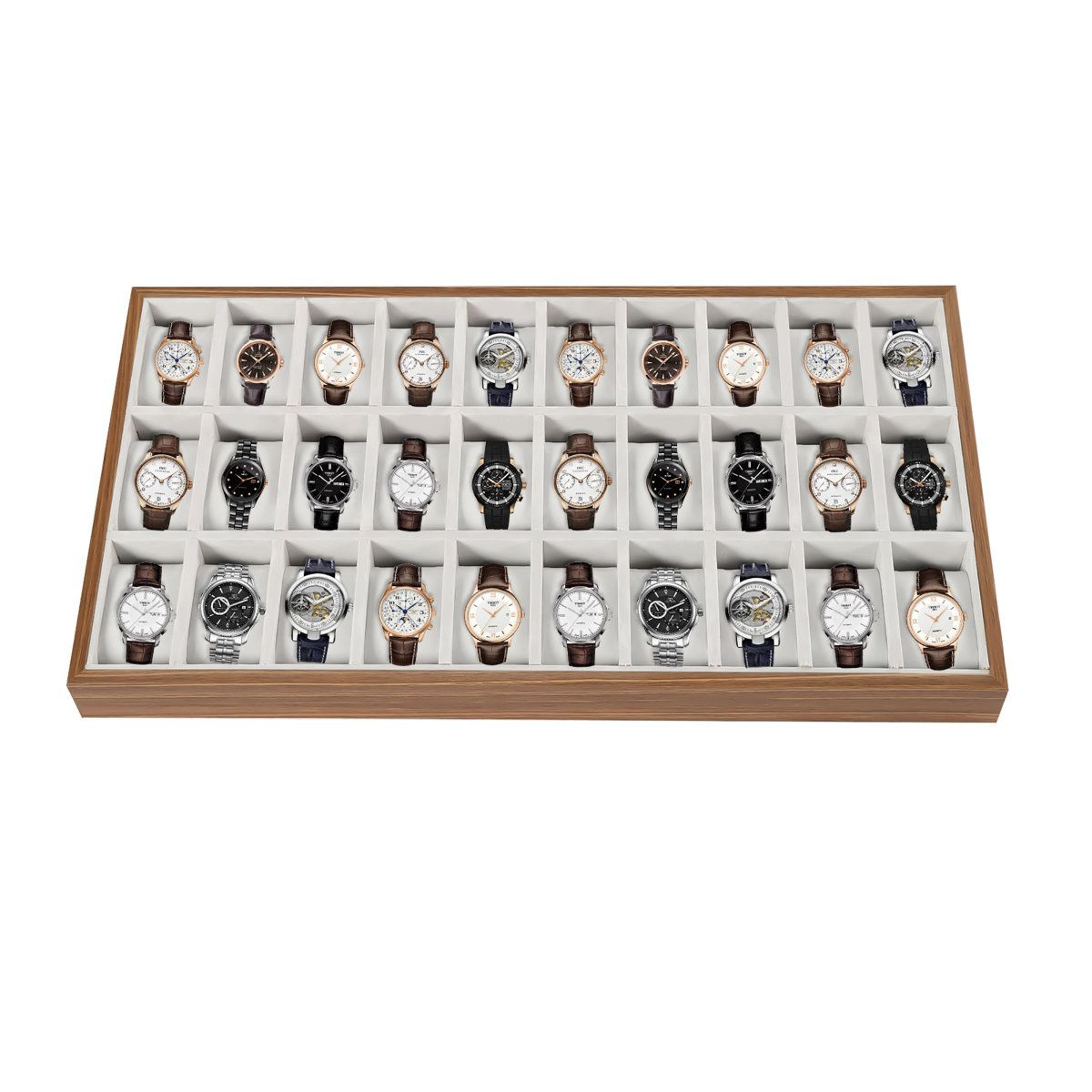 30 slot wooden watch organizer and jewelry display case