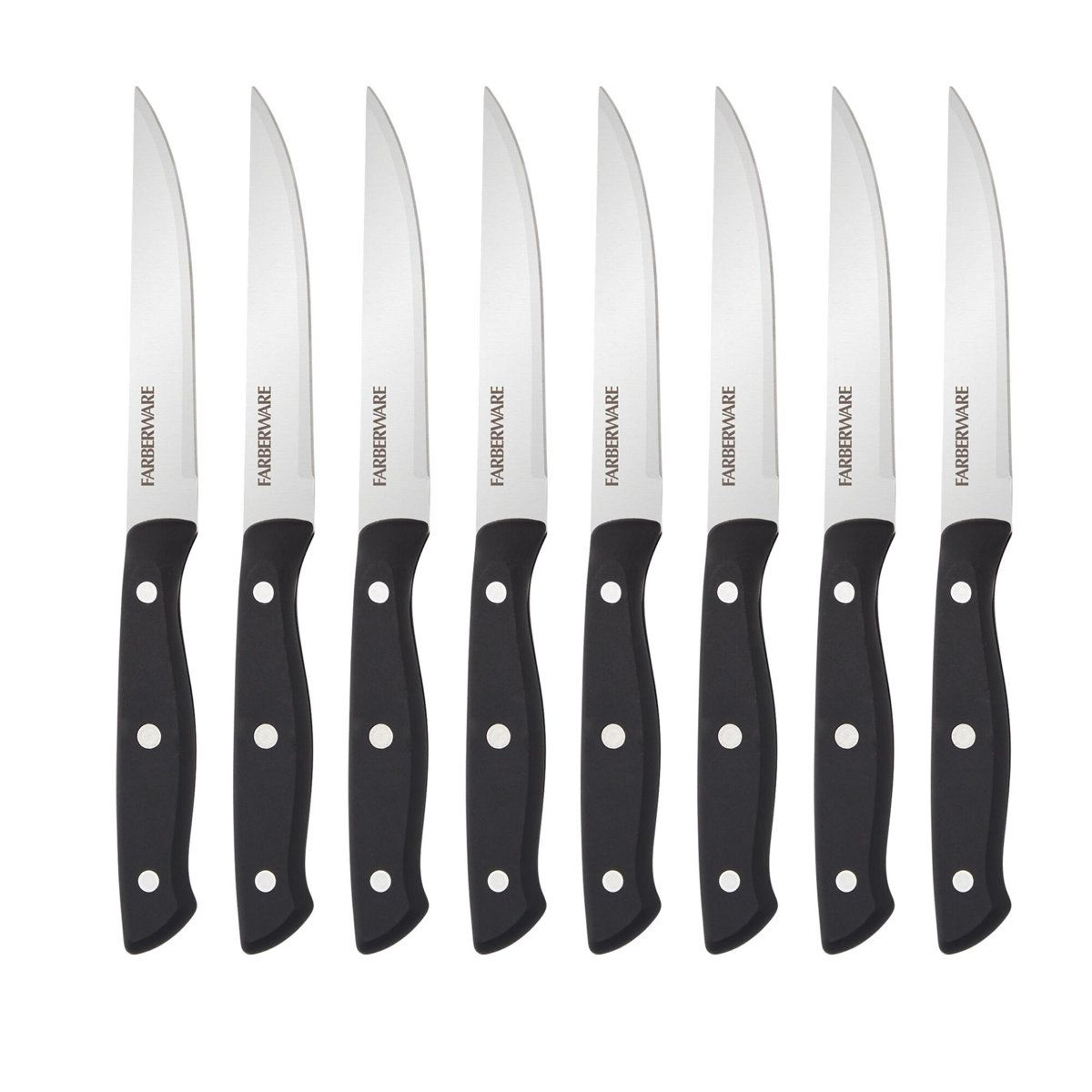 8 piece steak knife set with kitchen shears durable stainless steel kitchen knives for dining