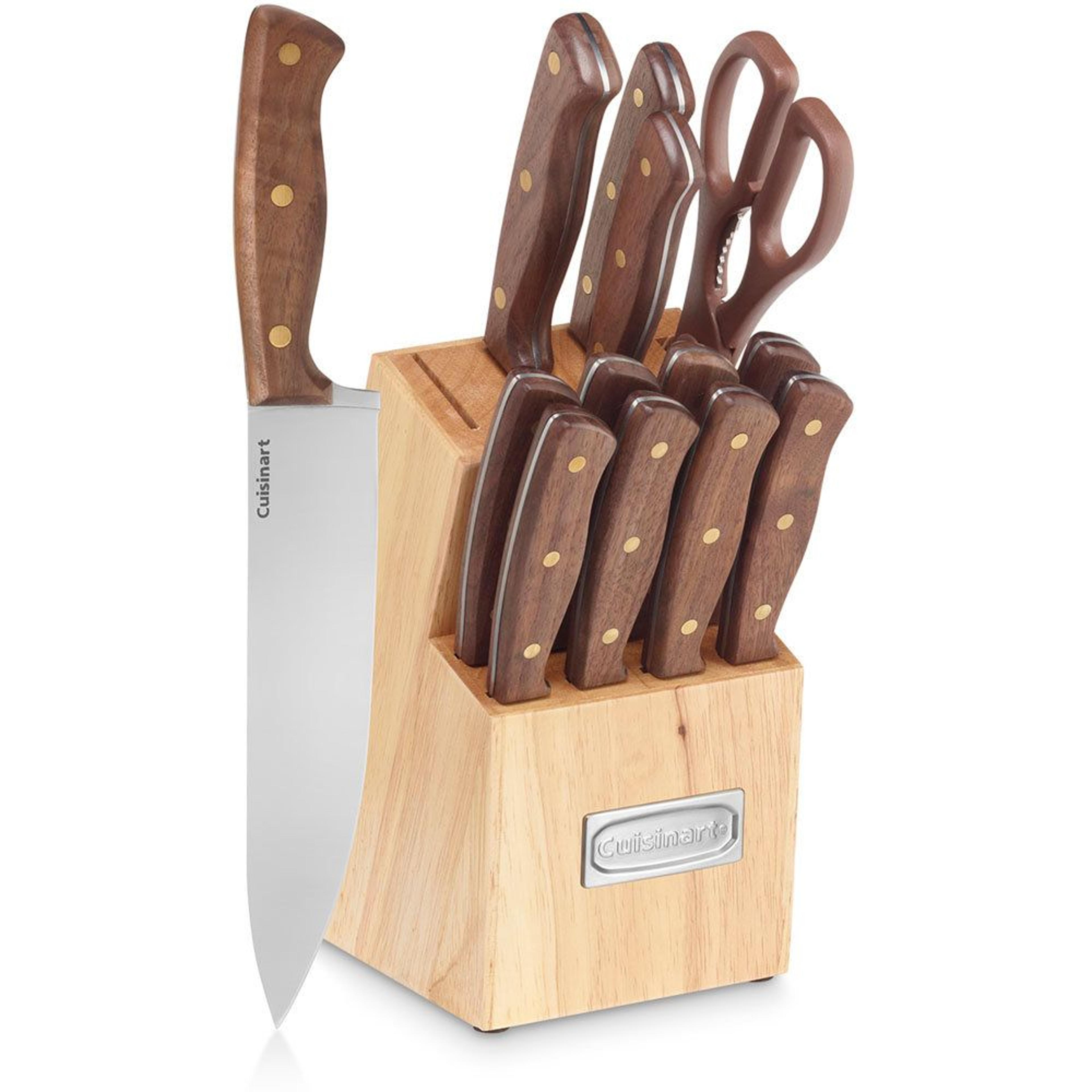 advantage 14-piece triple-rivet knife set and wood block
