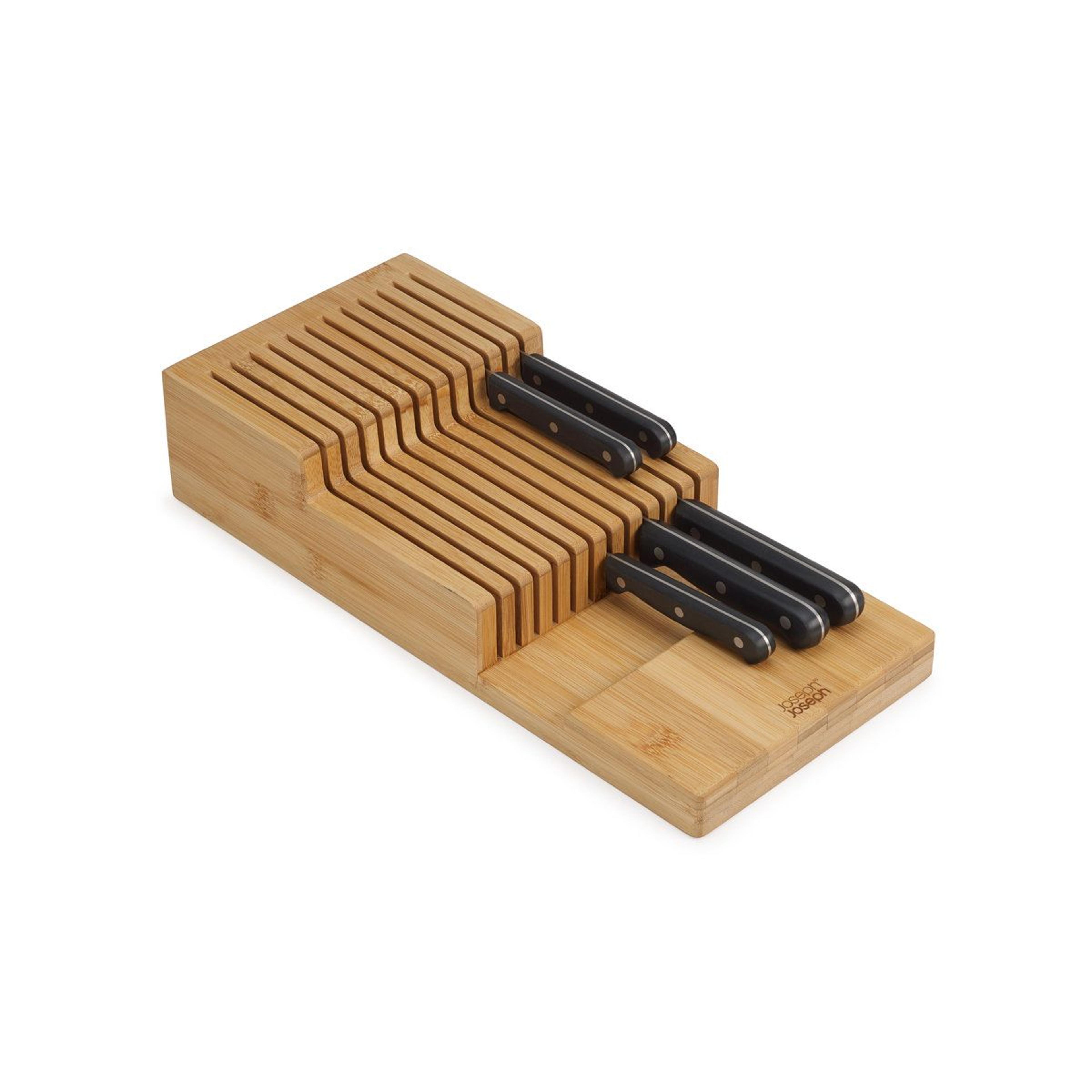 bamboo 2 tier knife organizer space-saving drawer knife block for kitchen storage