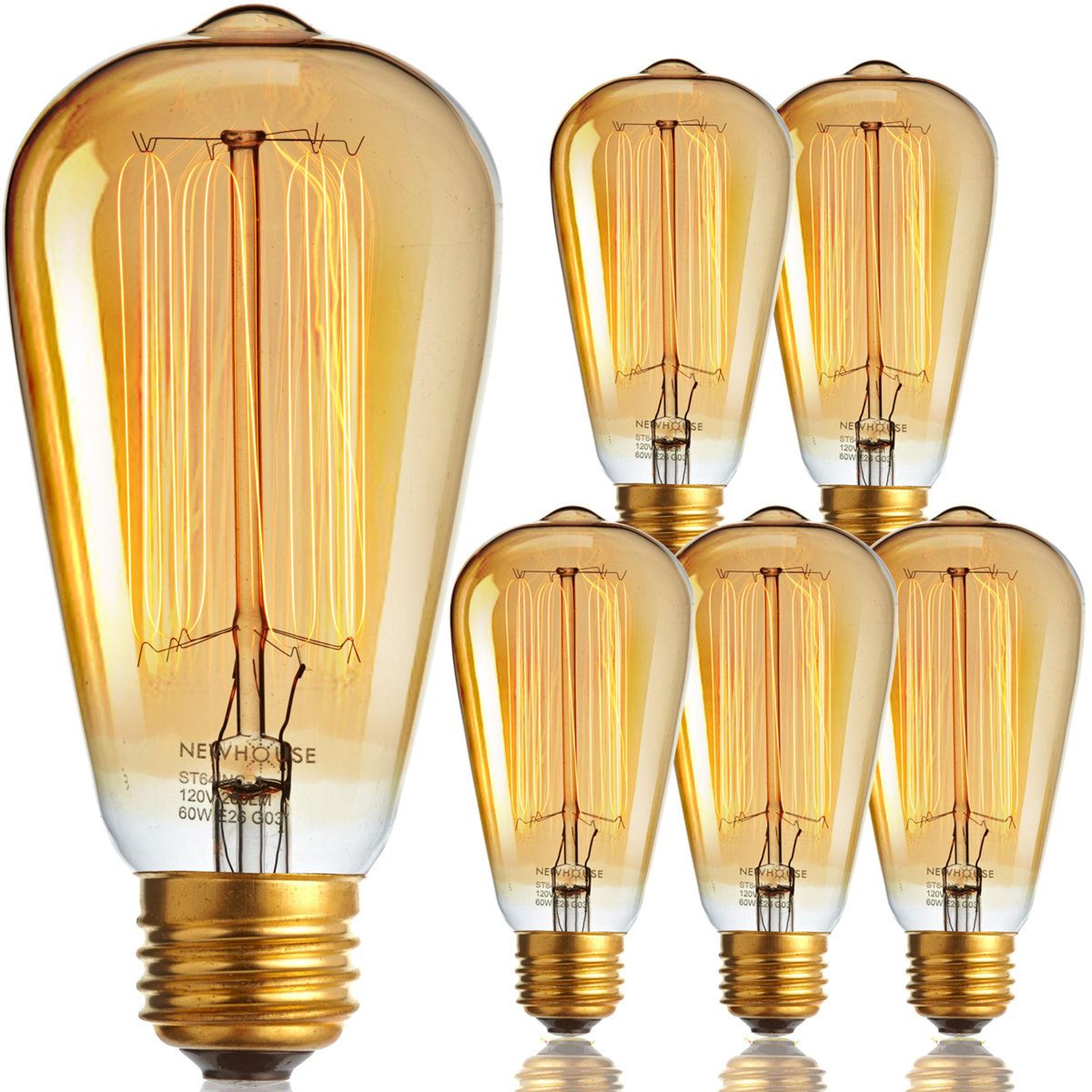dimmable edison light bulbs 60w vintage style amber filament bulbs set of 6