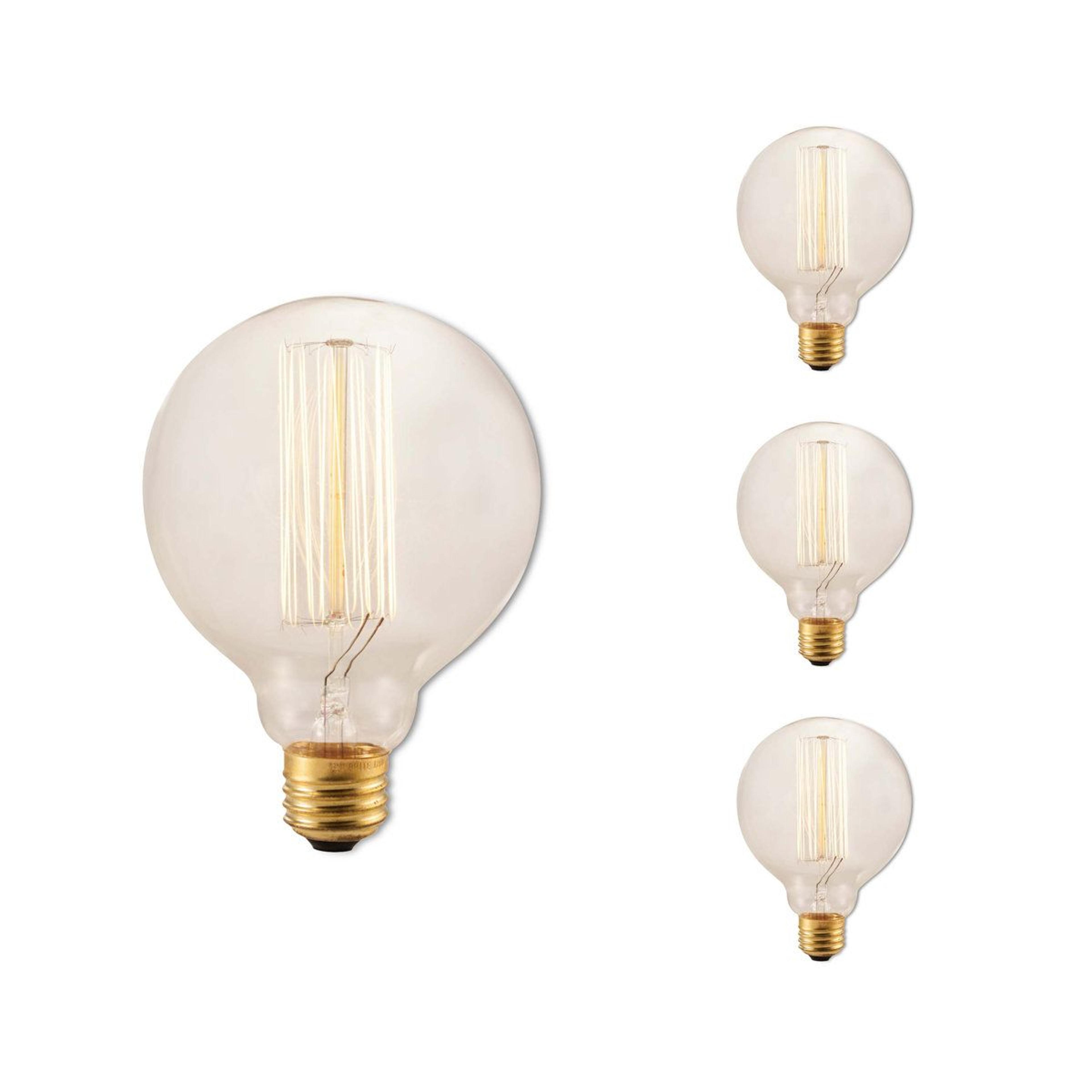 nostalgic collection g30 globe edison light bulbs – 40w dimmable antique filament bulbs (set of 4)