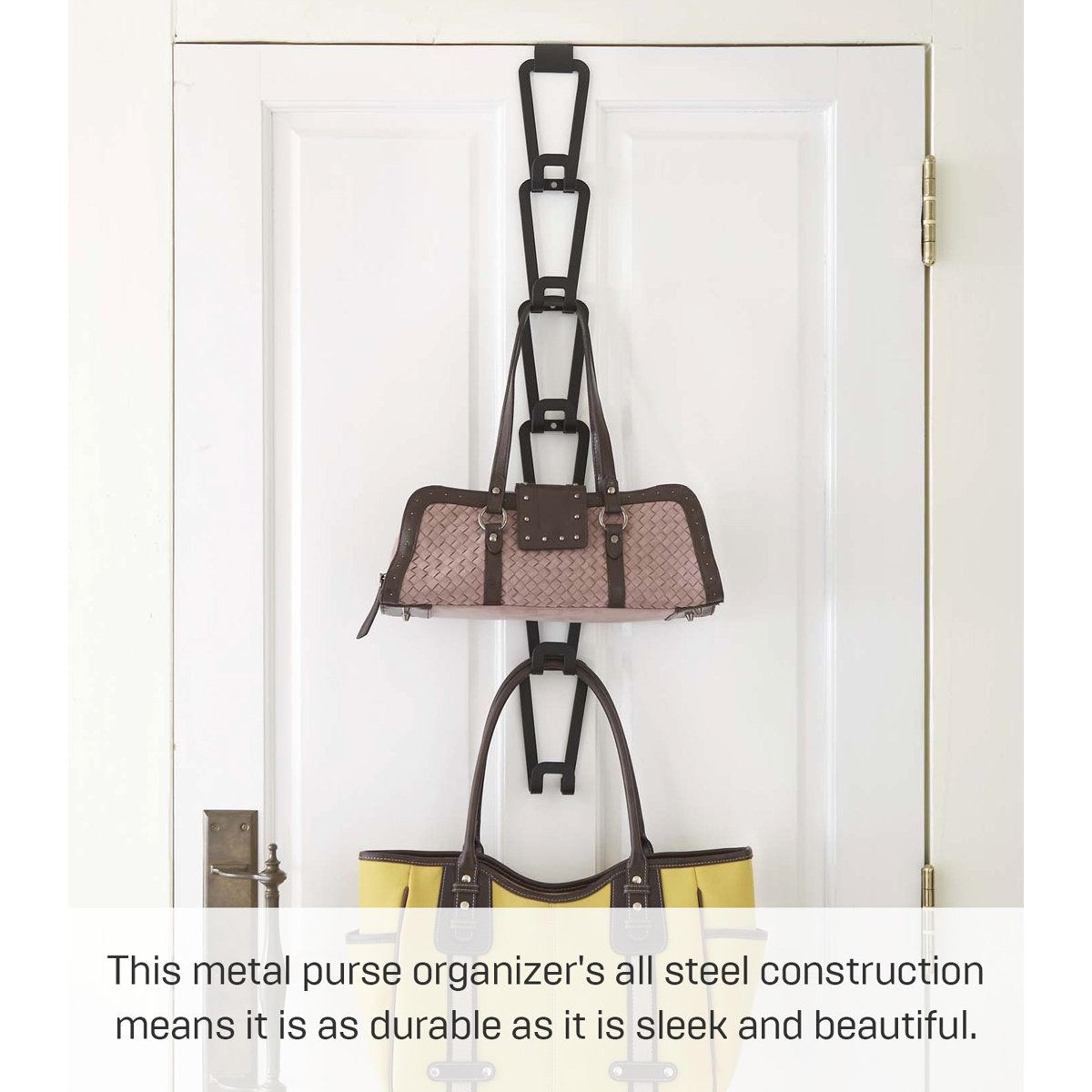 steel chain link purse organizer adjustable hanging closet storage rack