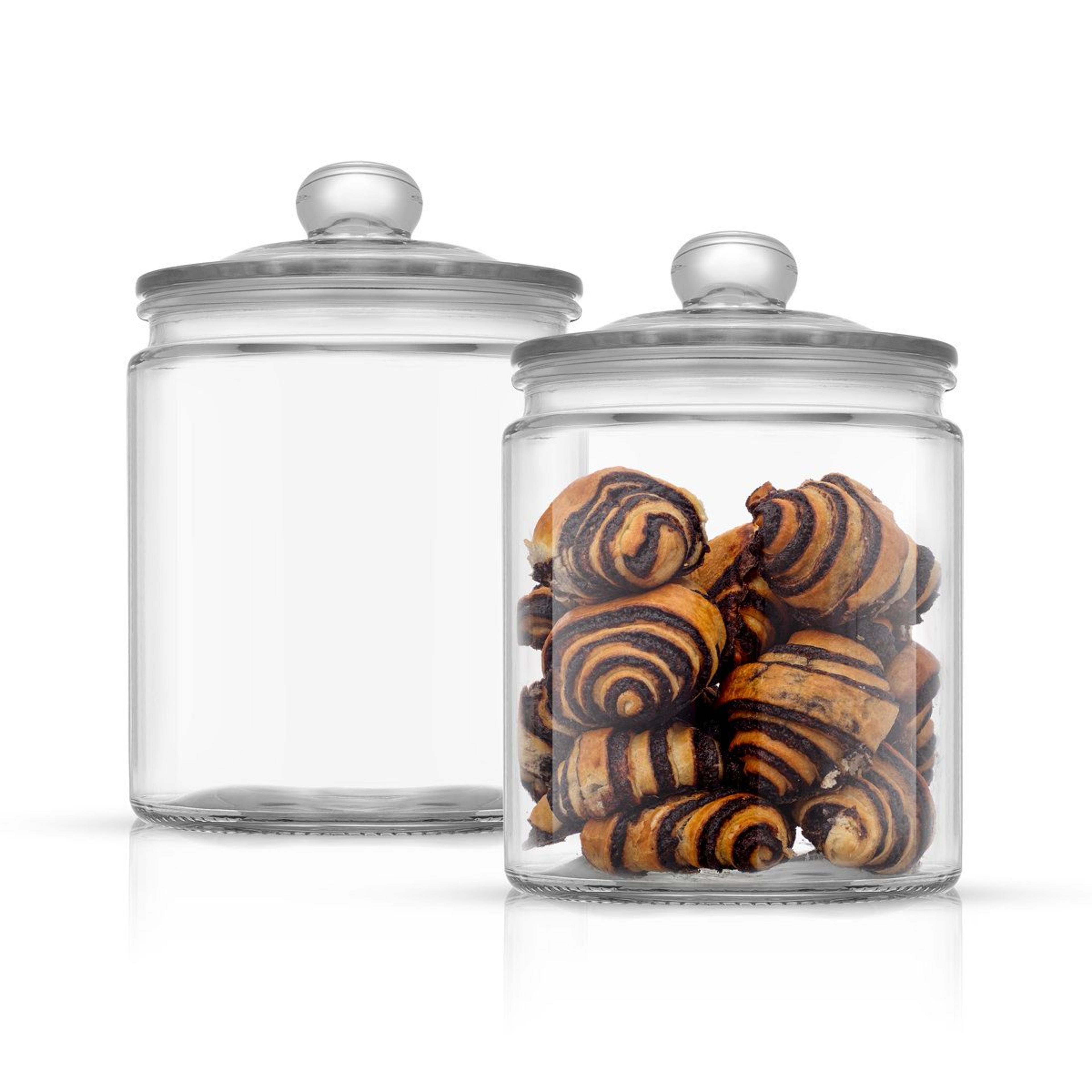 67oz glass cookie jar set with airtight lids for kitchen countertop storage