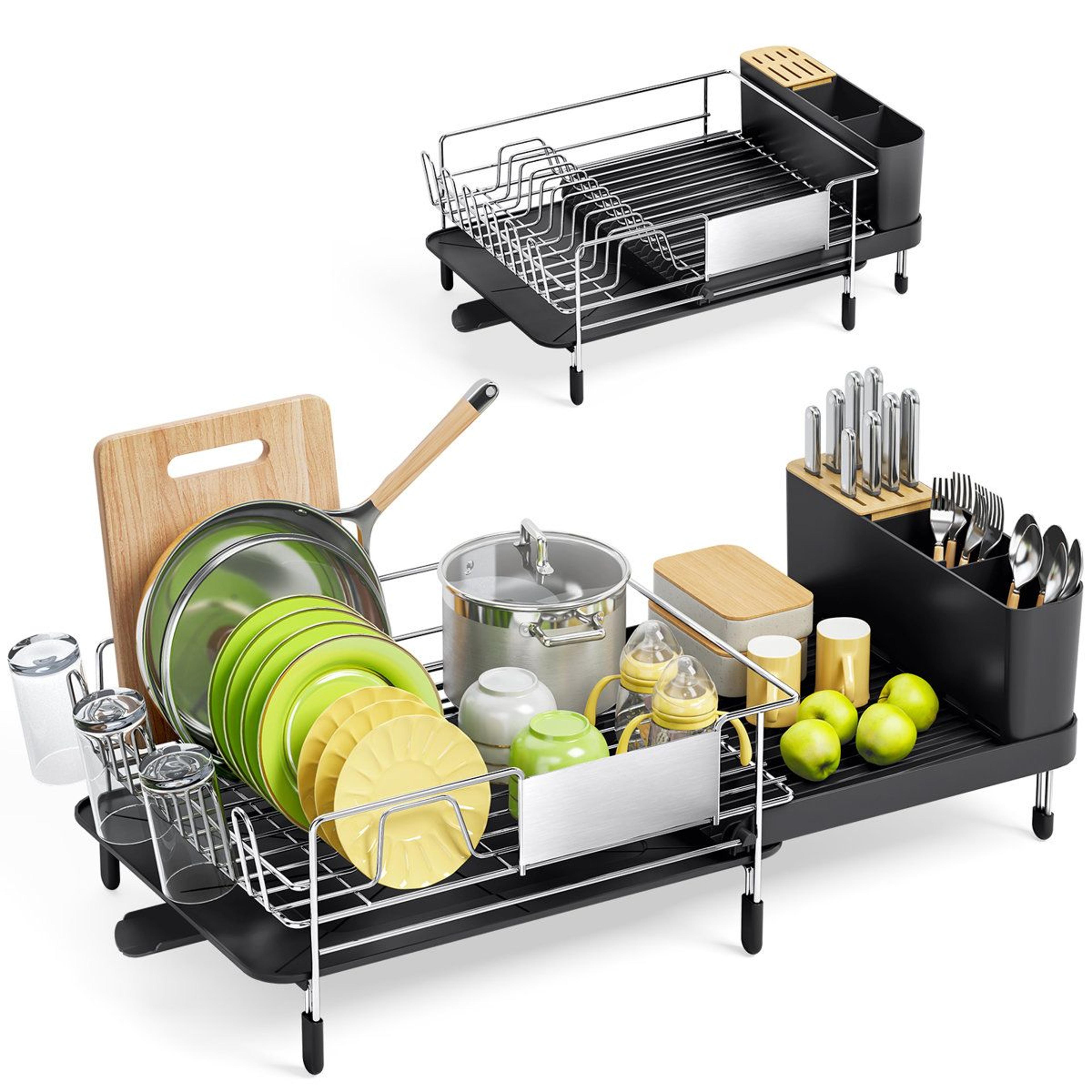 dish drying rack stainless steel large capacity drainer for space saving kitchen organization