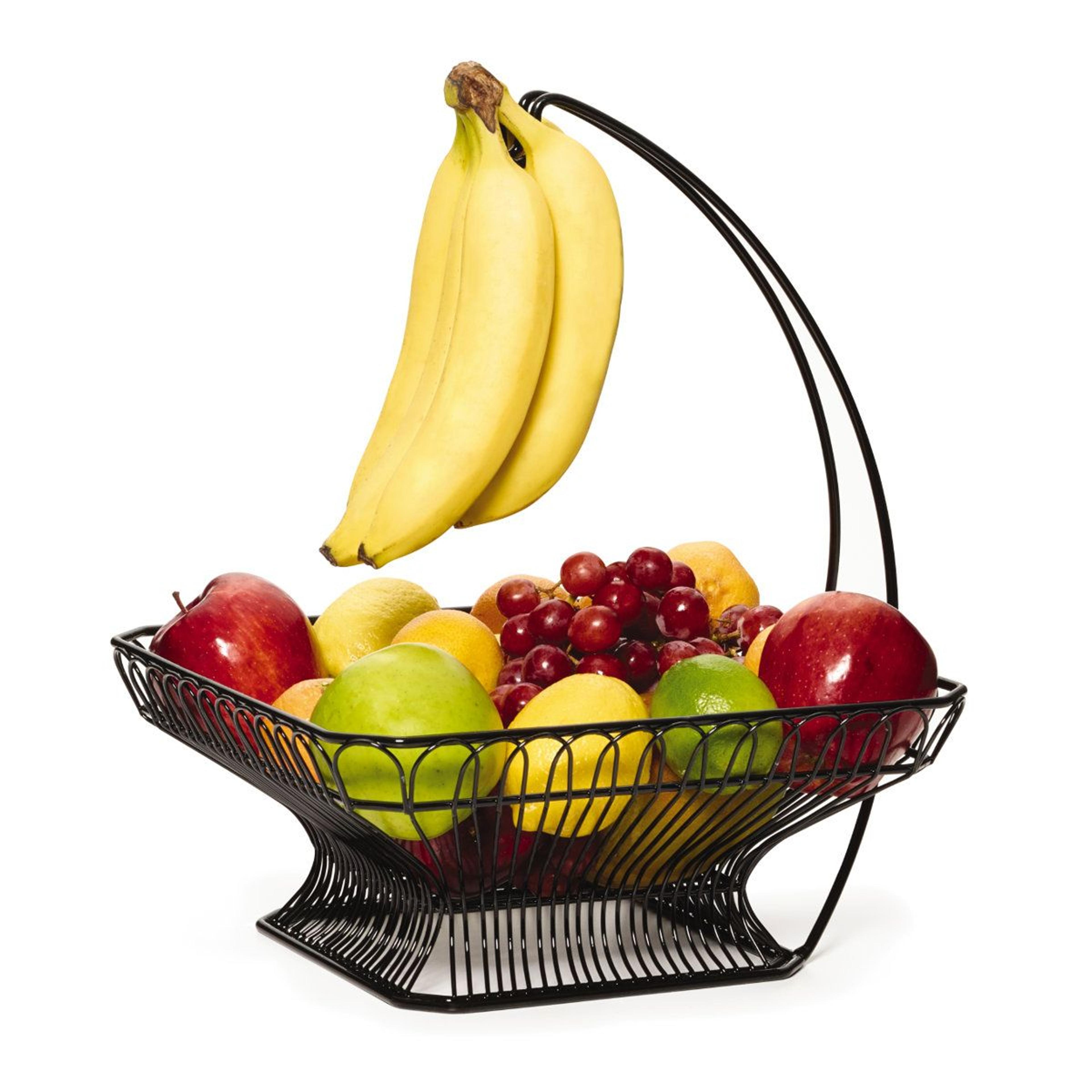 french countryside metal fruit basket with banana hook antique black