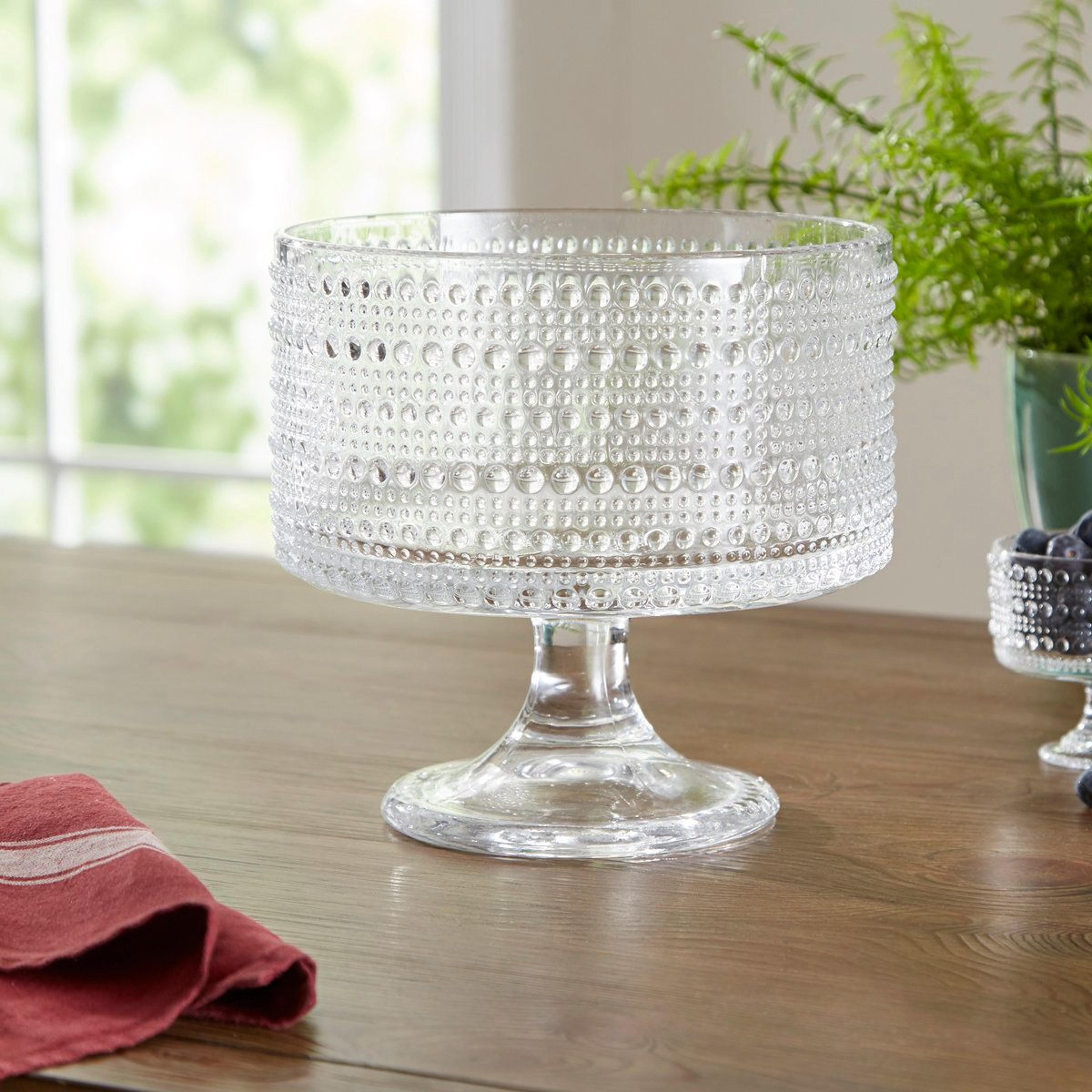 babbitt crystal pedestal serving bowl elegant textured fruit and salad display