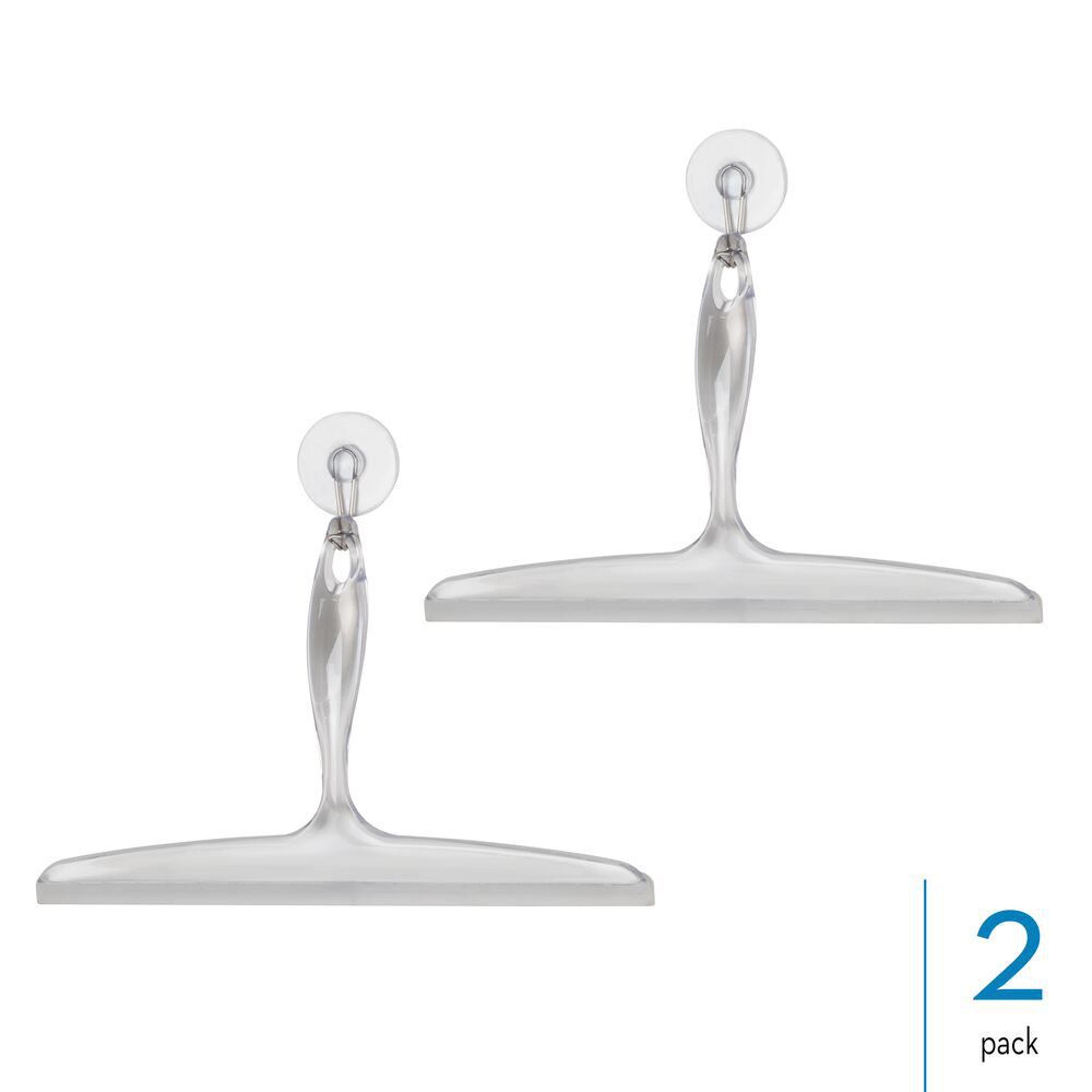 clara set of 2 shower squeegee and no-drill wall hook for streak-free glass and tile cleaning