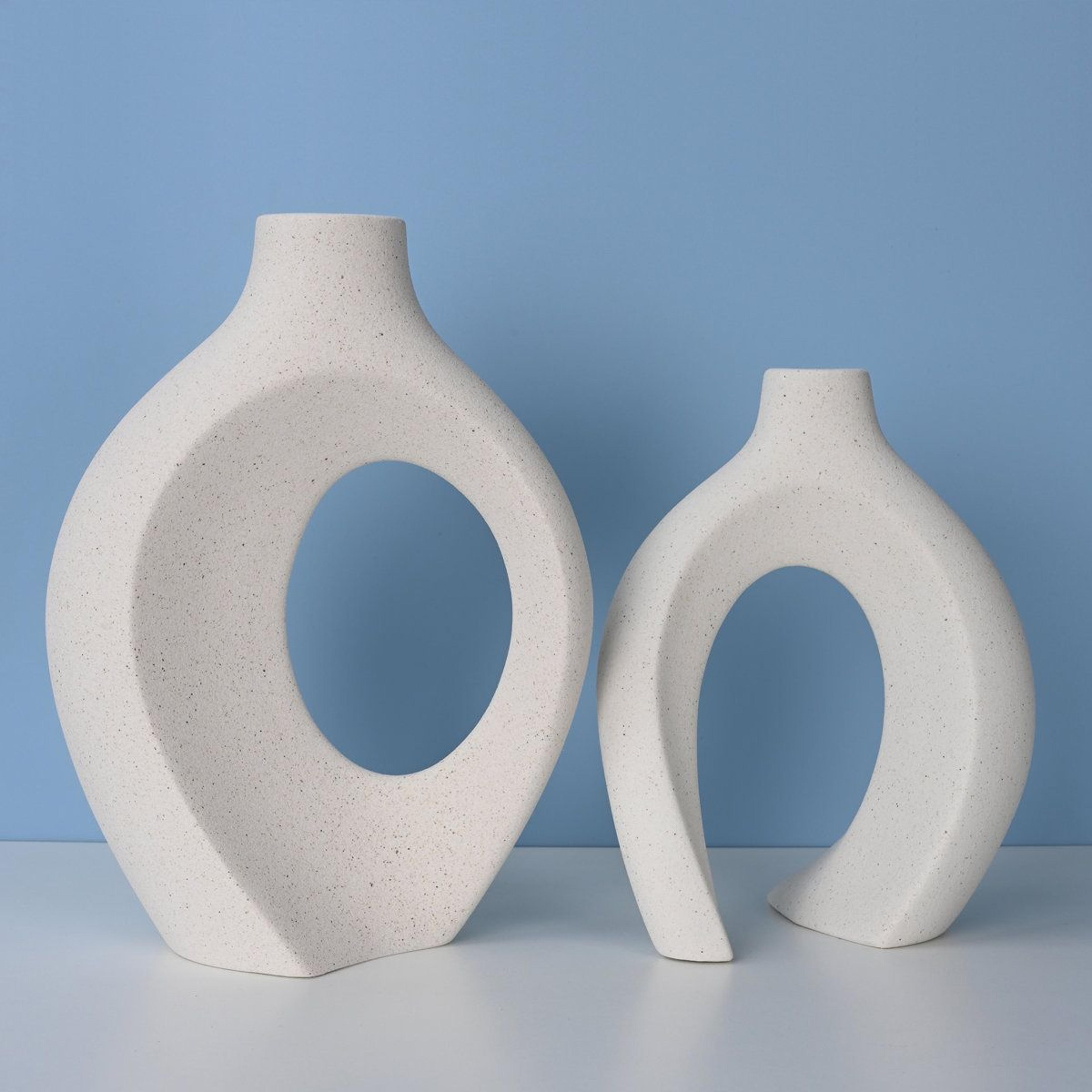 christiam 2 piece modern ceramic vase set handmade snuggling boho vases for home decor