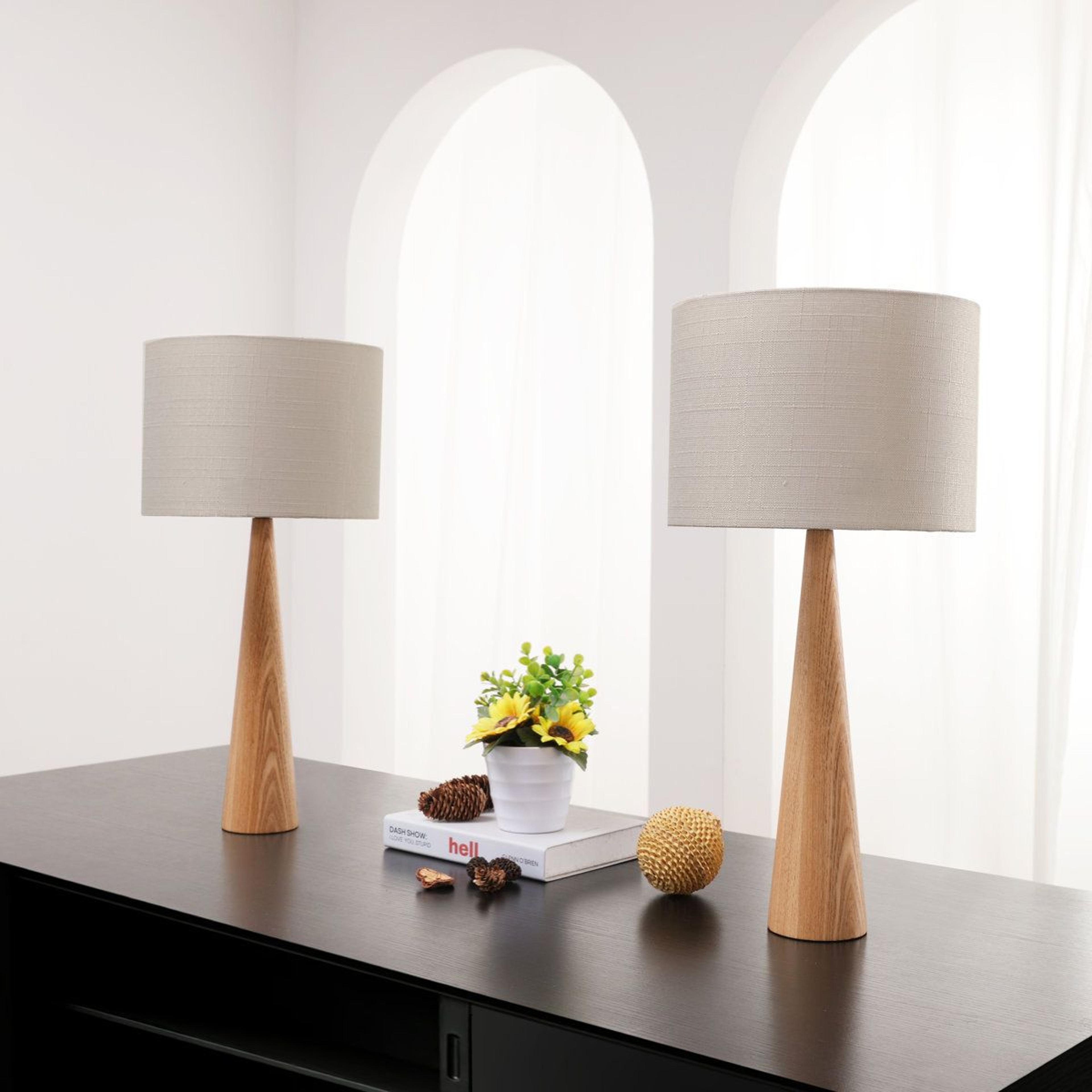 manveen set of 2 solid wood table lamp for nightstand & bedroom