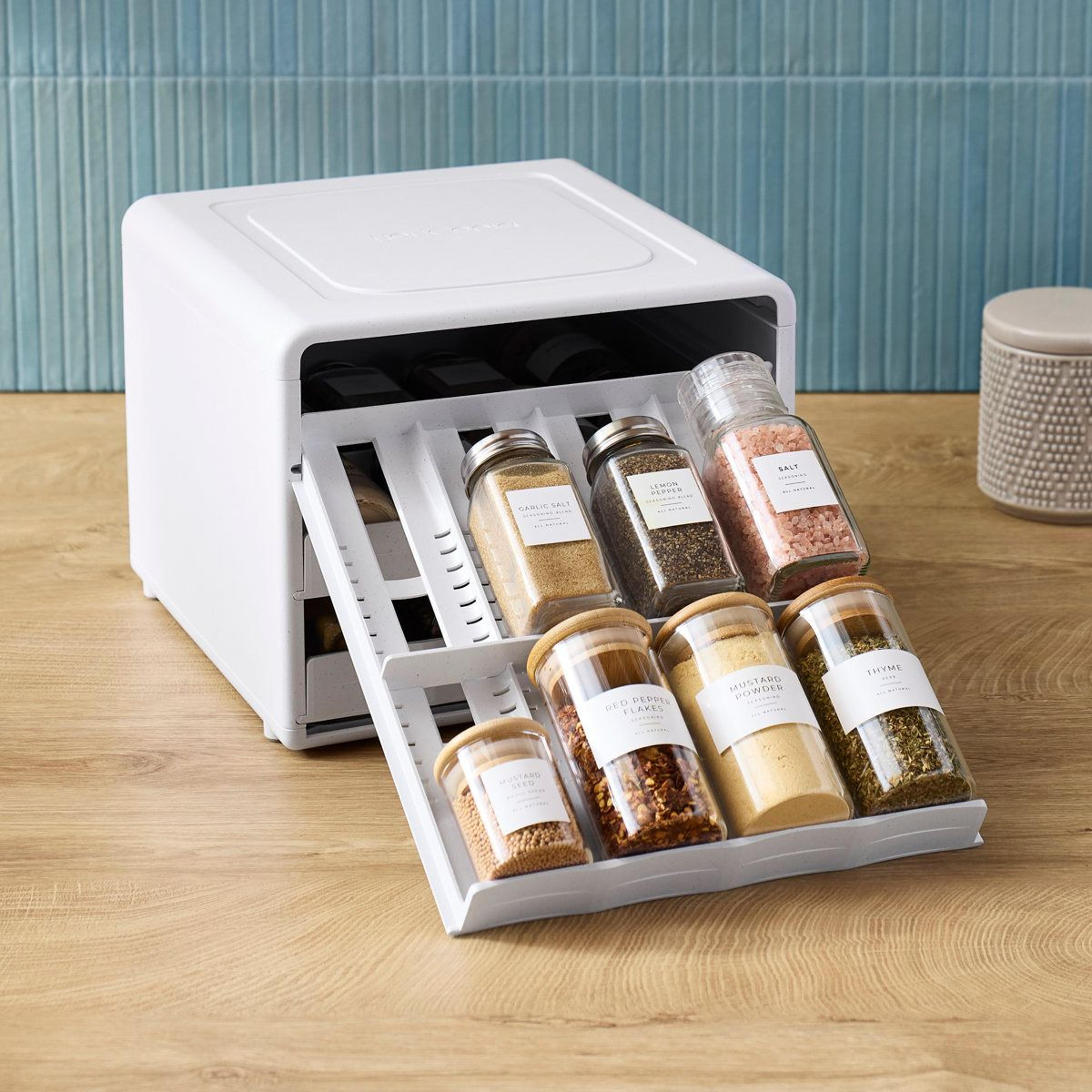 adjustable spice rack organizer pull down 24 bottle kitchen cabinet organization & pantry storage