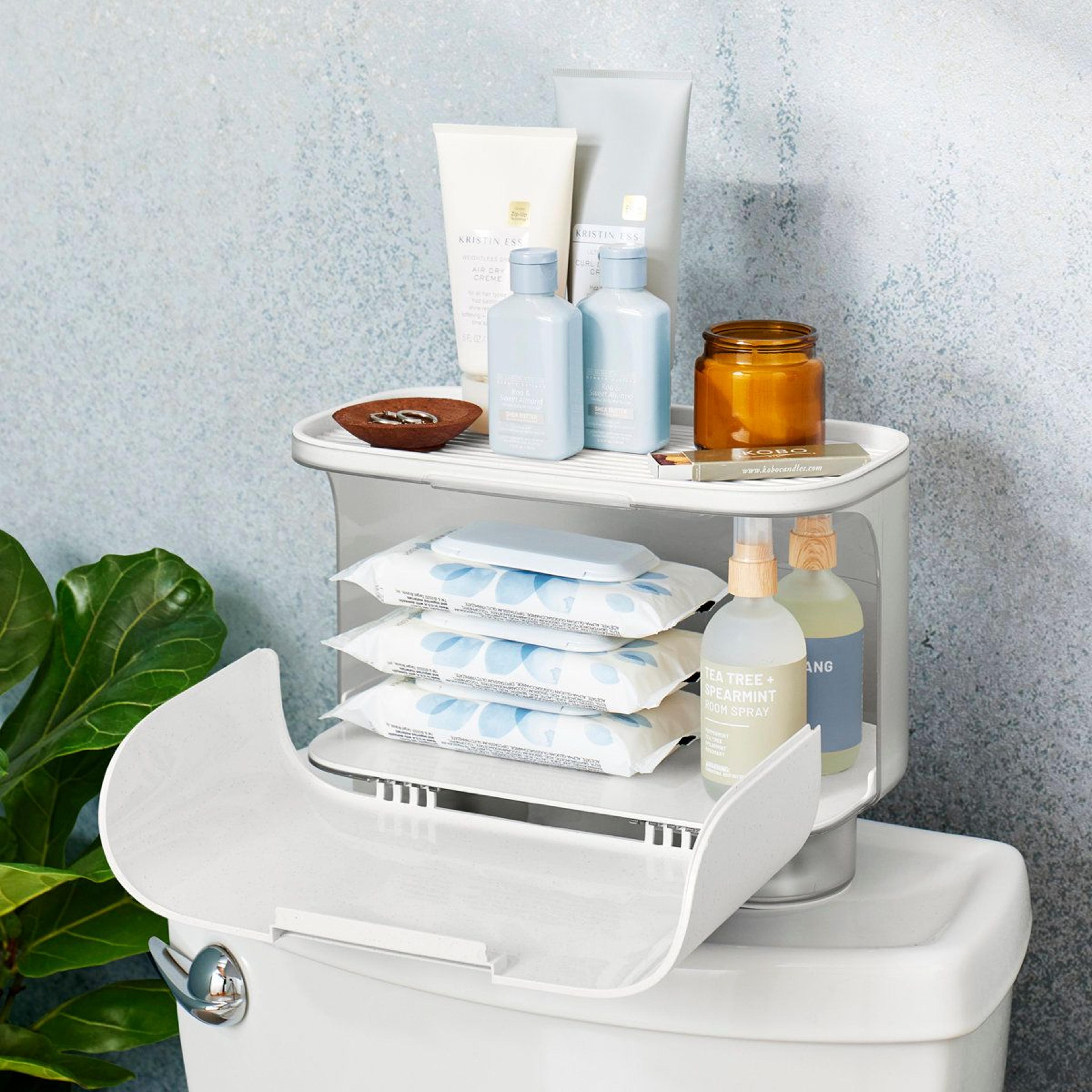 hideaway over the toilet storage cabinet & bathroom organizer for toilet paper