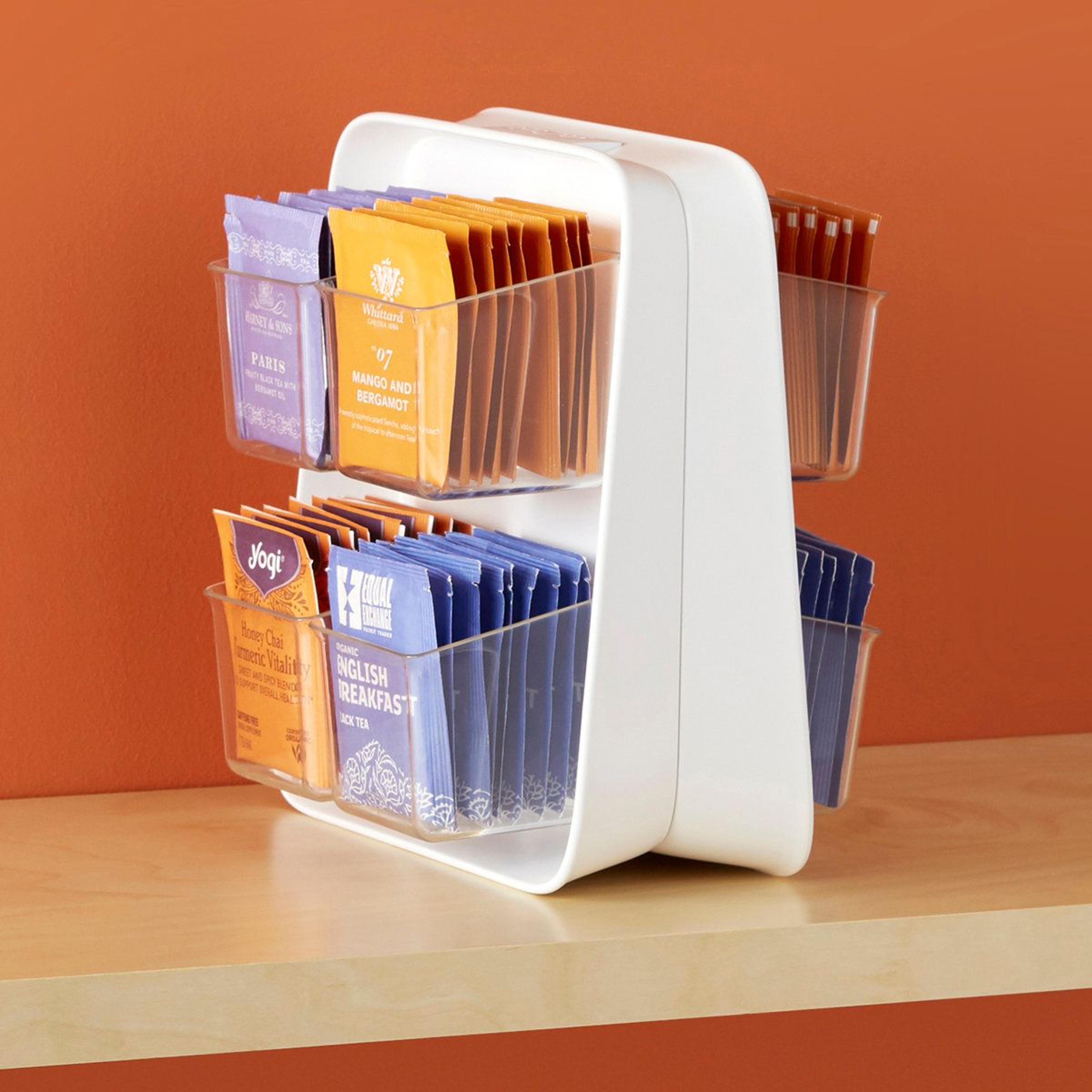 80-bag cabinet organizer and tea storage caddy for pantry organization