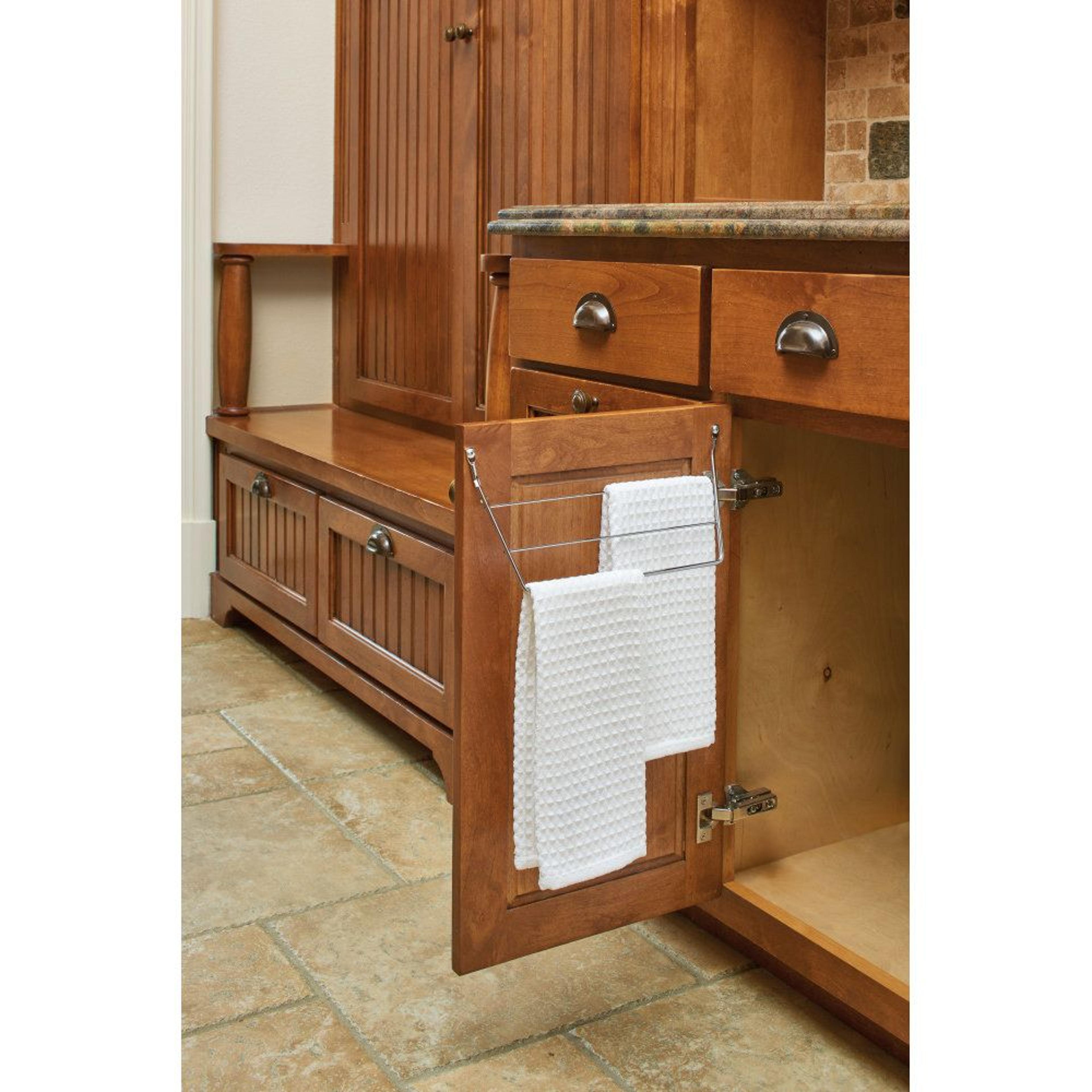shelf 3-prong undersink towel bar for kitchen and bathroom door-mount storage