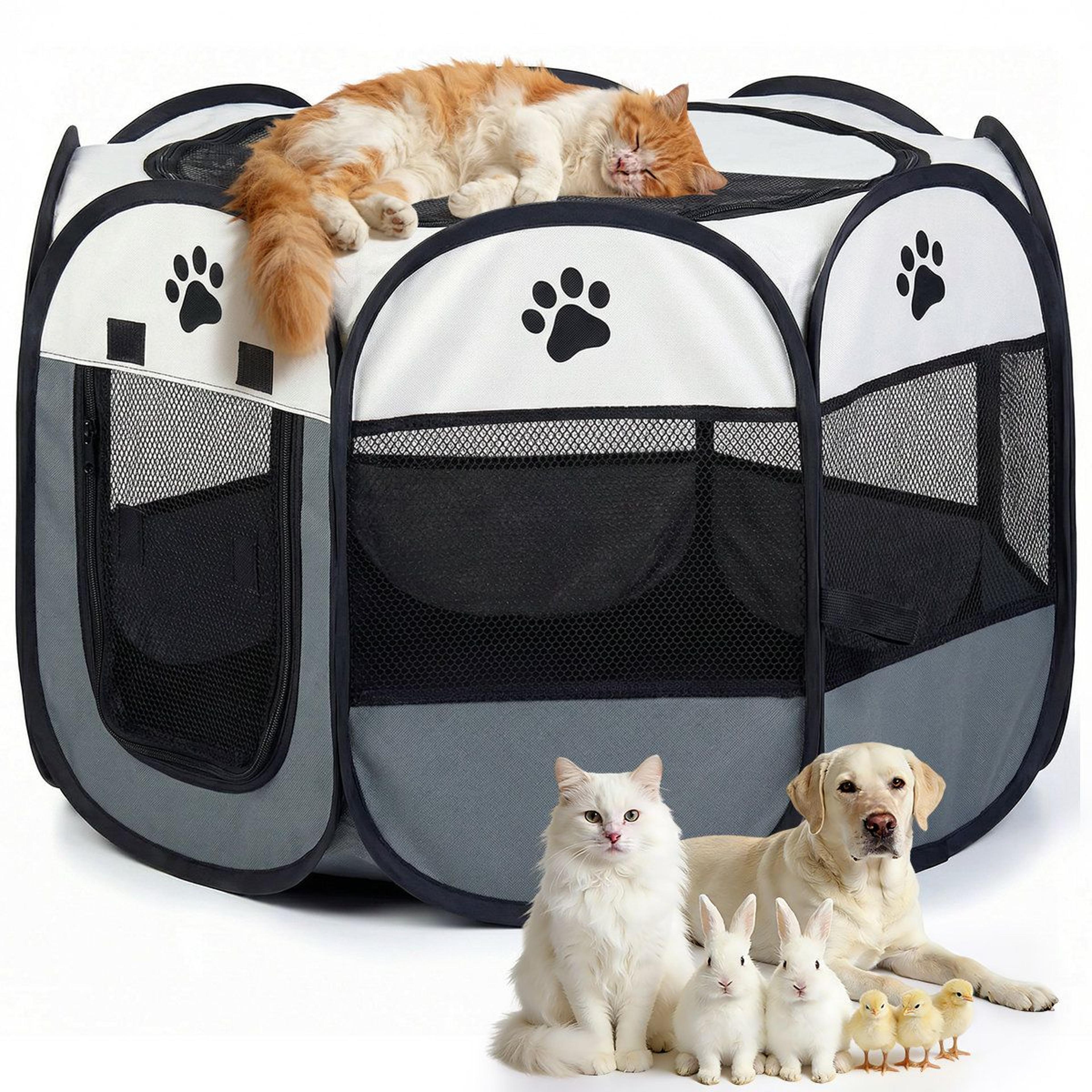 foldable portable pet playpen and indoor outdoor cat tent for small animals and puppies