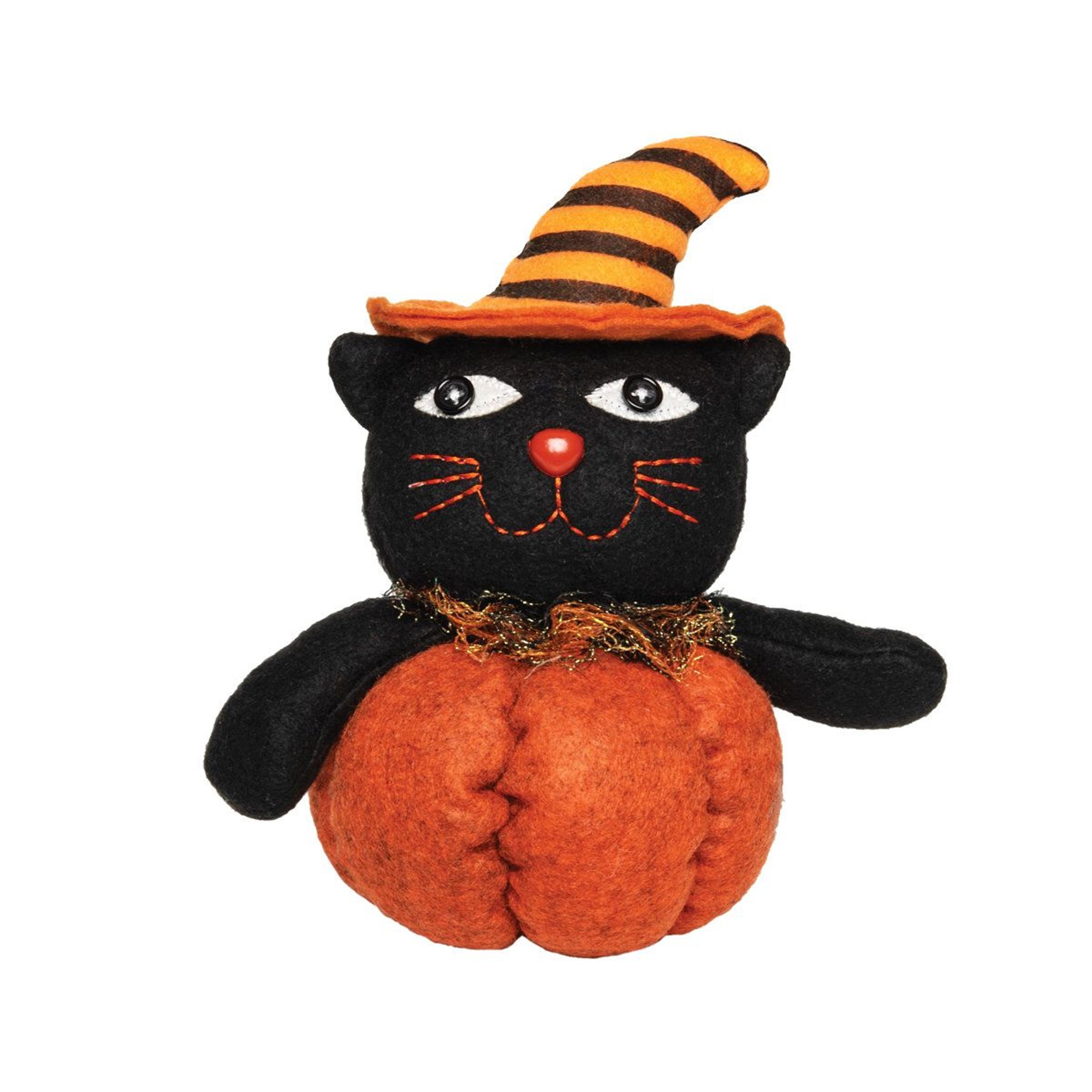 black cat in pumpkin halloween figurine whimsical halloween tabletop decor and seasonal home accent