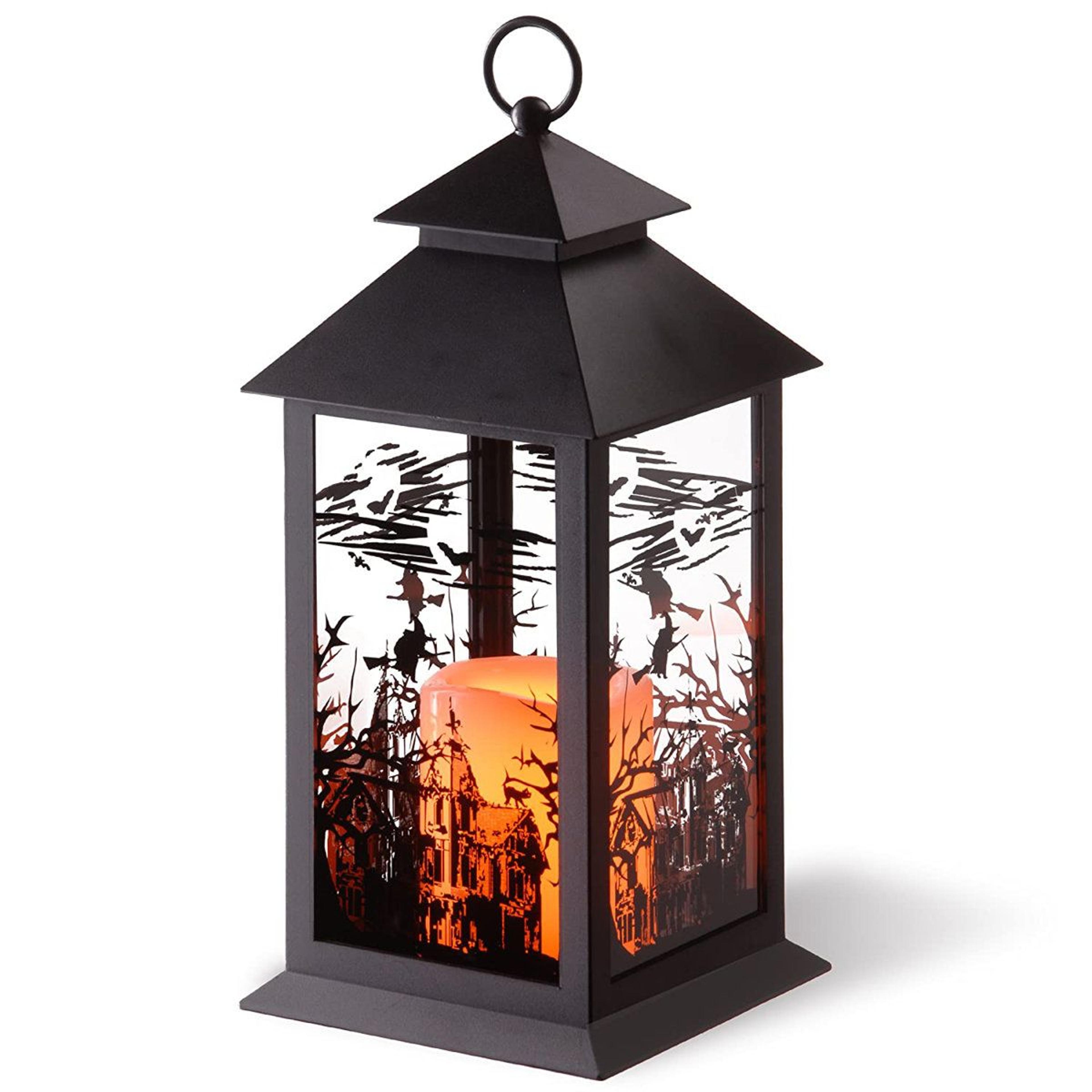 12" halloween lantern with led flameless candle for indoor and outdoor decor