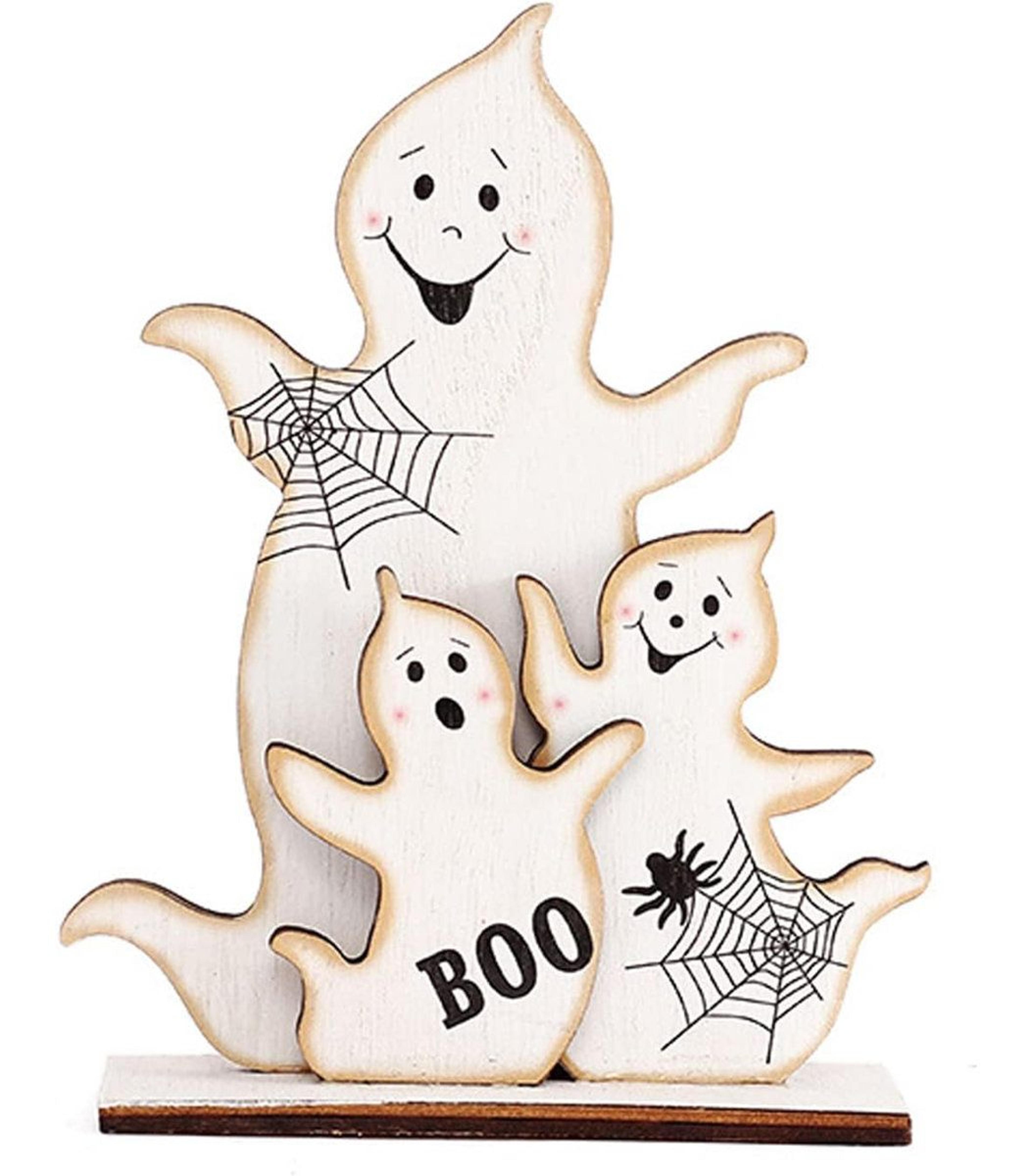 vintage ghost witch halloween table centerpiece, rustic wooden desk sign for tiered tray decor
