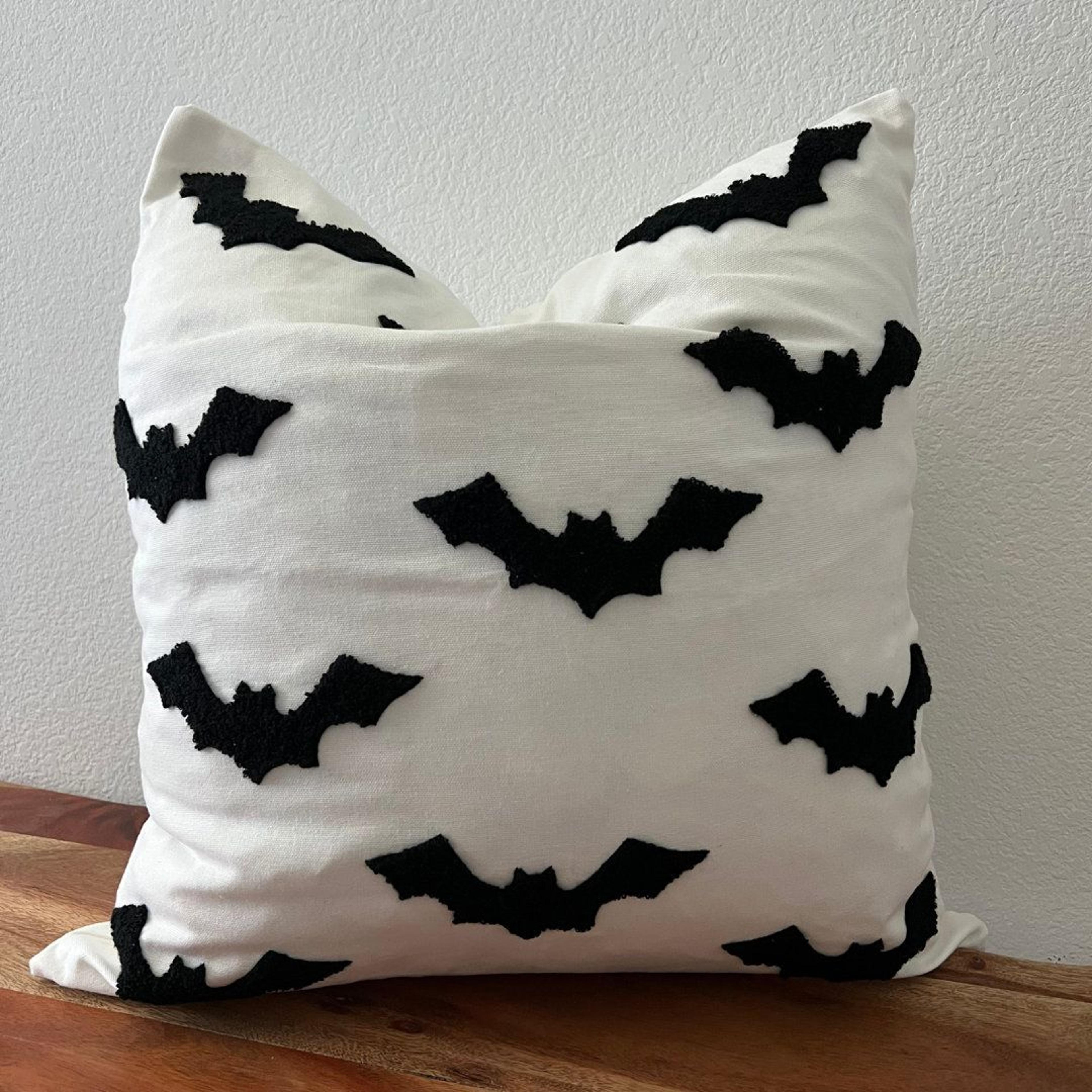 bat print textured cotton pillow cover 20x20 seasonal throw