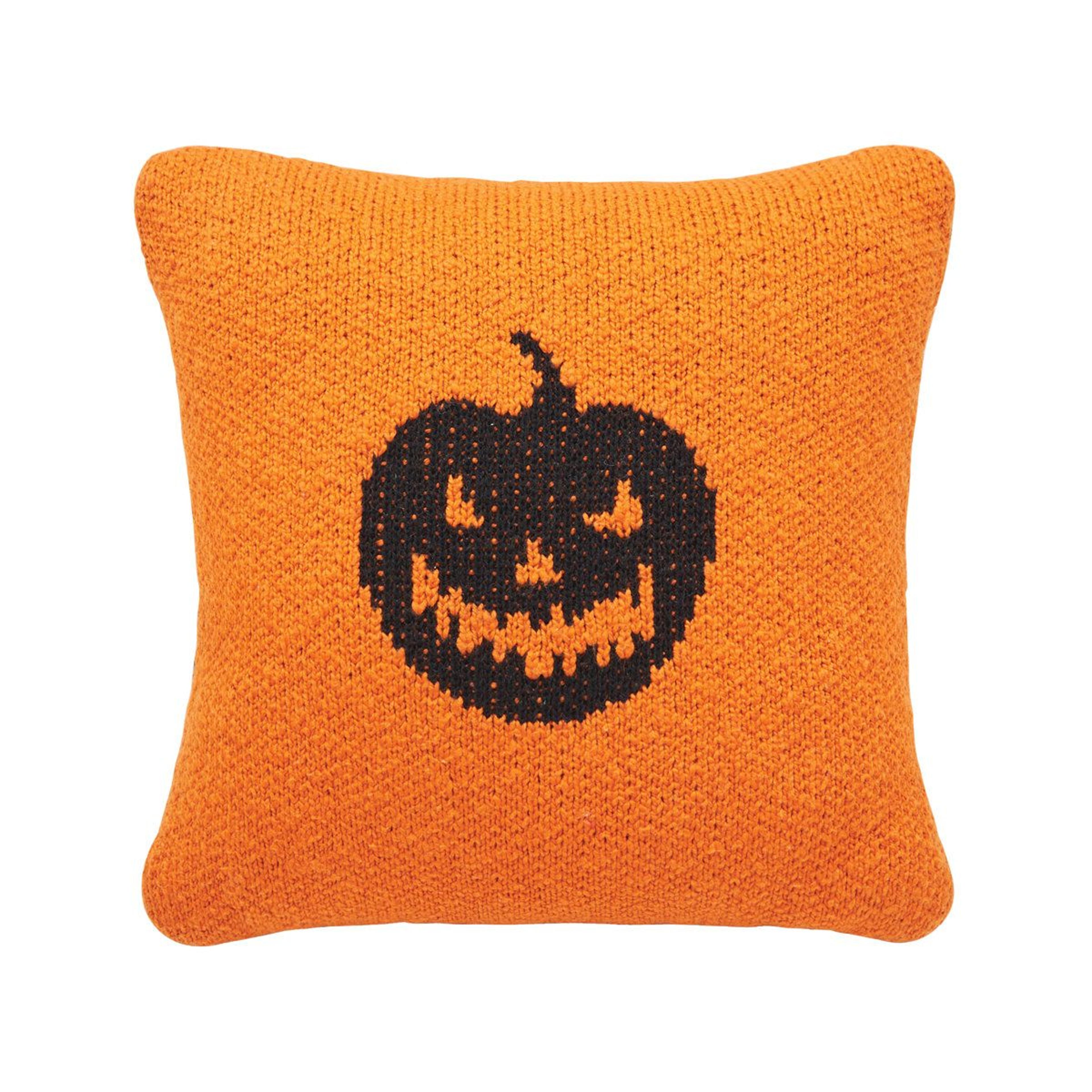 lantern reversible knit halloween throw pillow