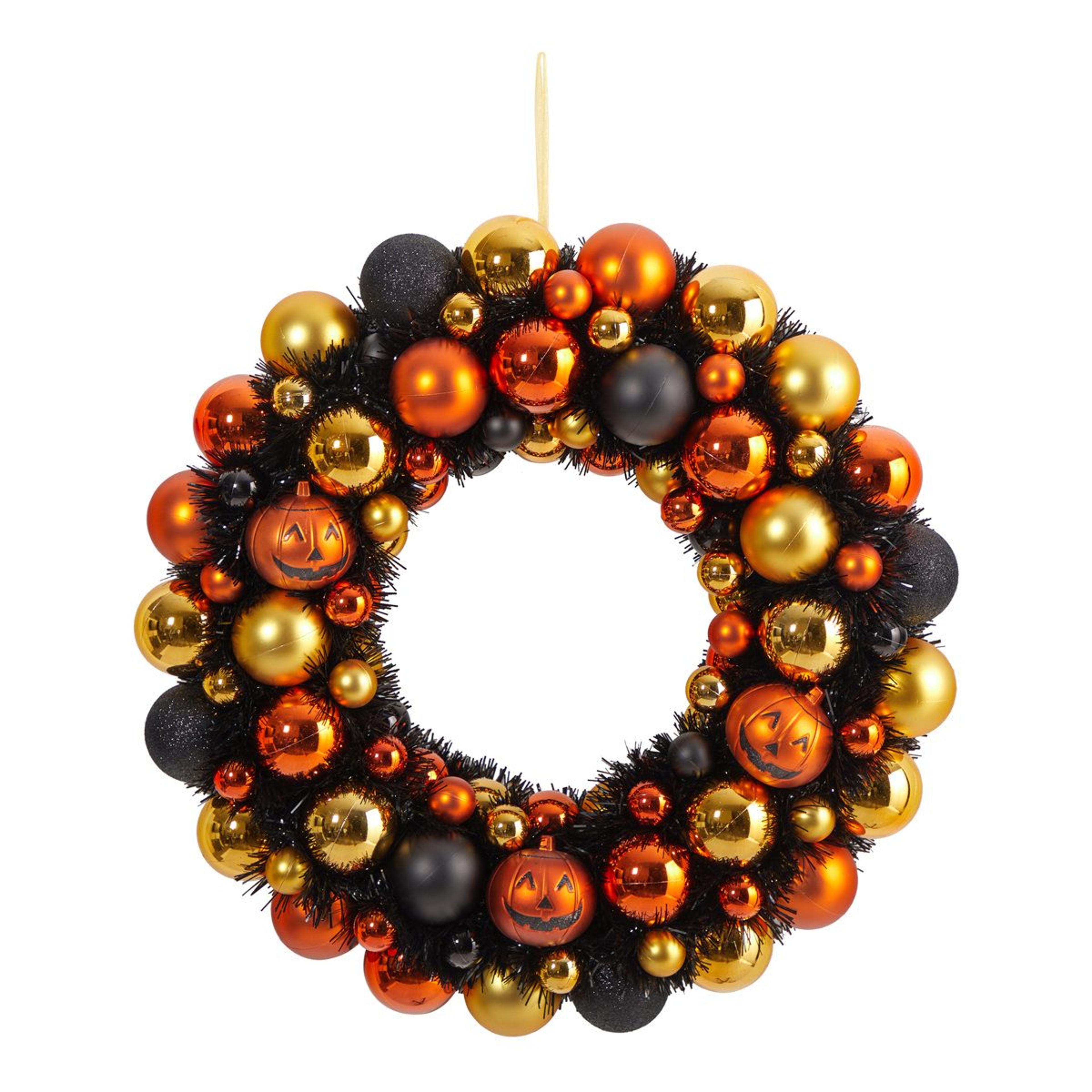 19 inch shatterproof faux pumpkin halloween wreath