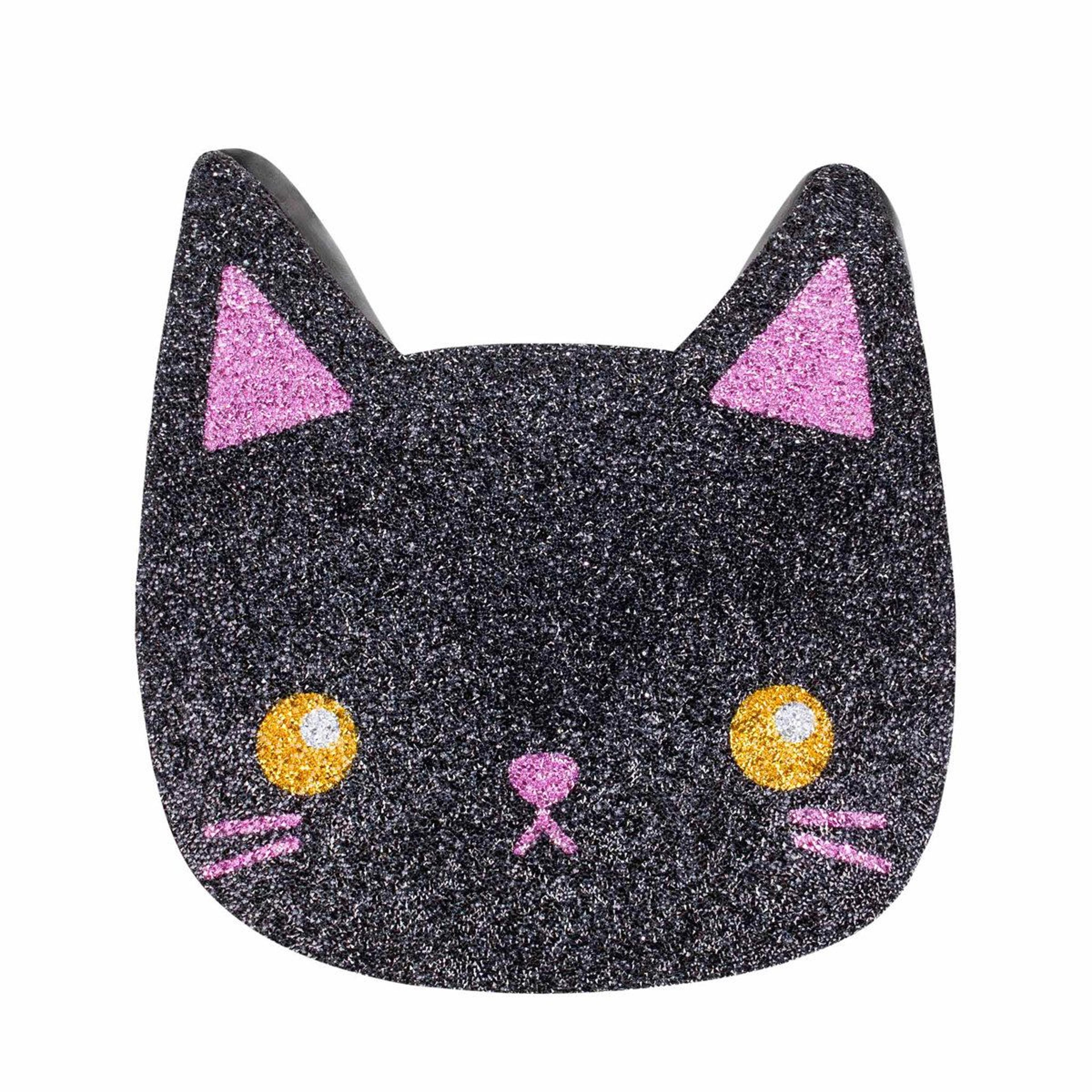 luminous black cat rhinestone throw pillow decorative feline accent