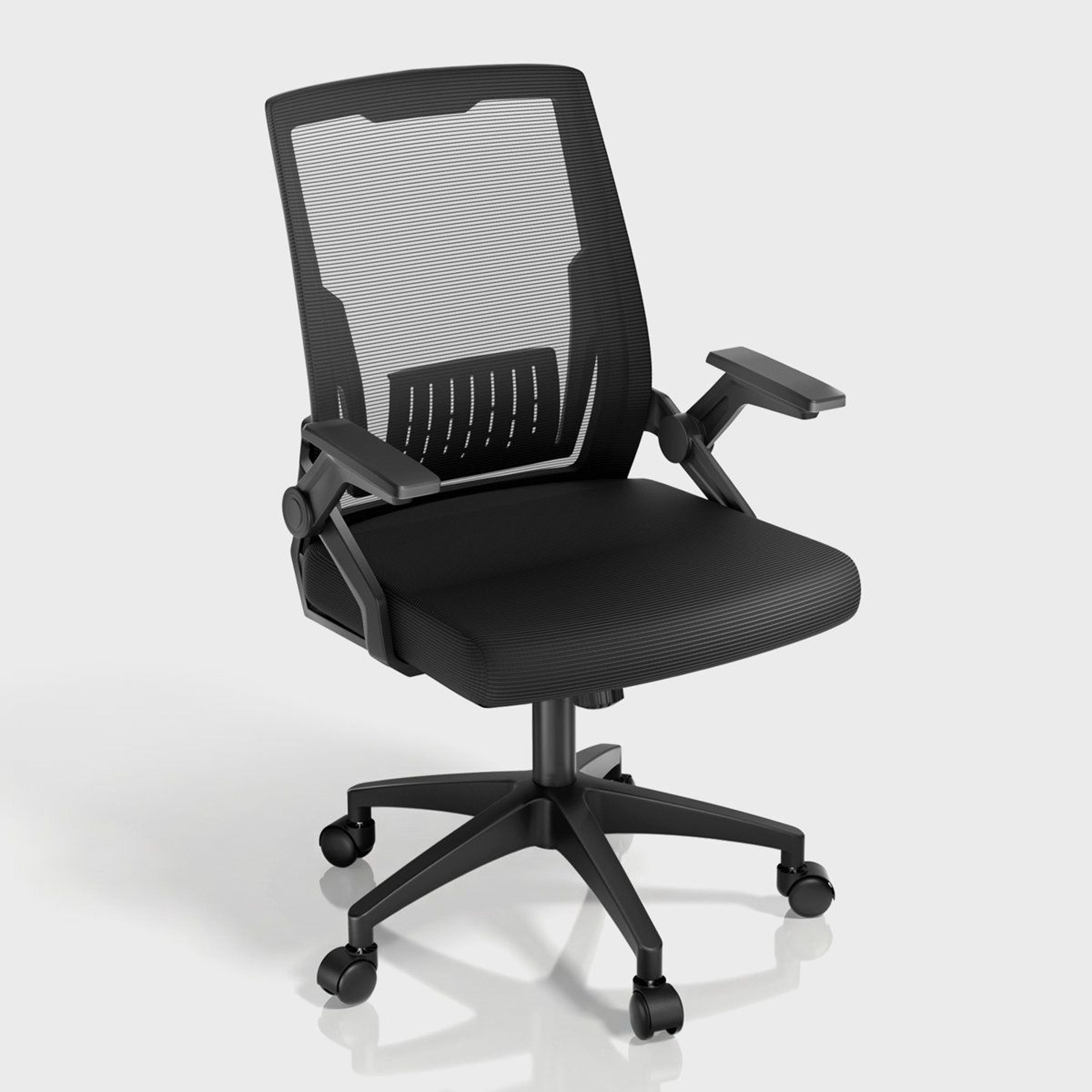 ergonomic mesh office chair with flip-up arms for small spaces