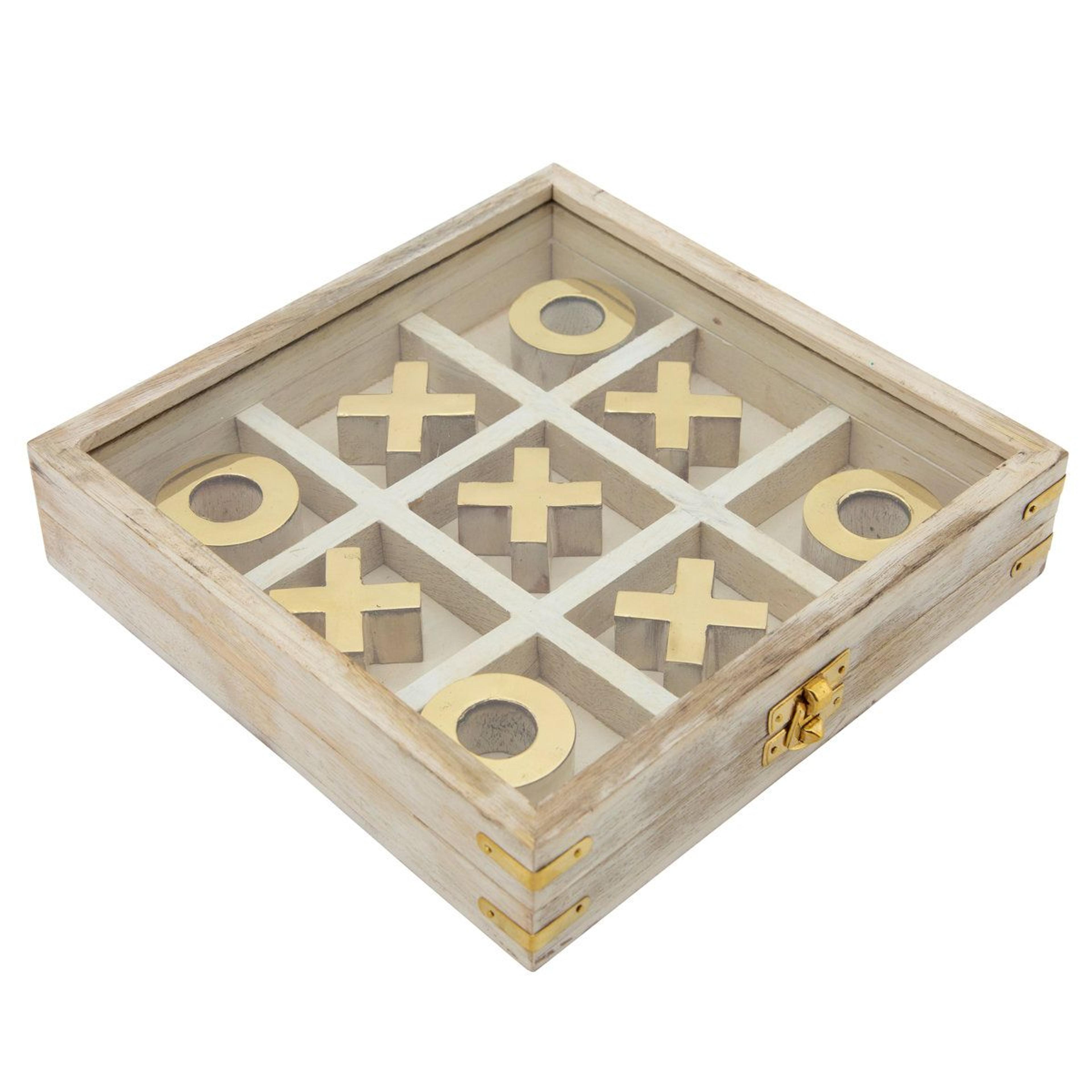 handmade wood and glass tic tac toe game modern coffee table decor set