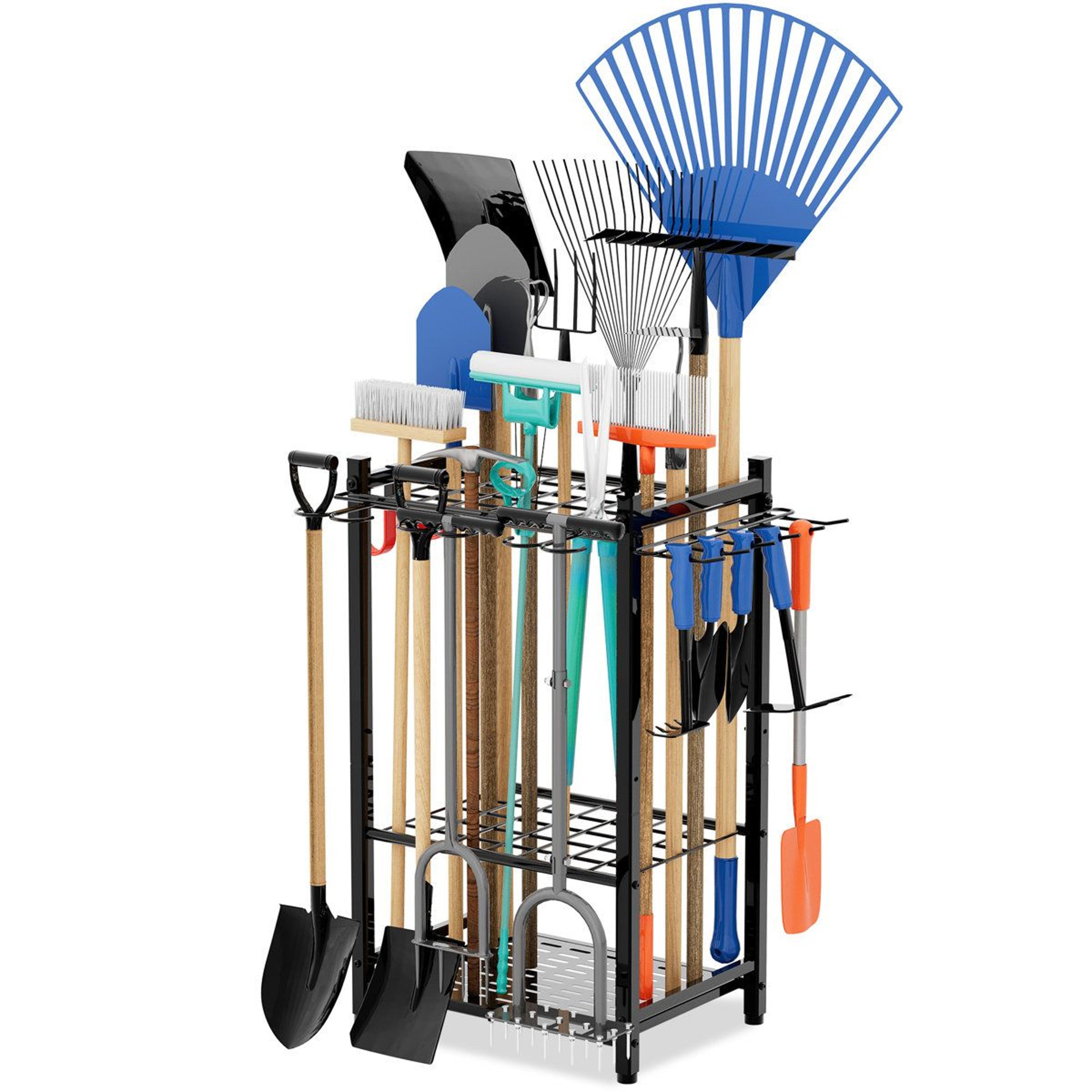 cliffside heavy duty garden tool organizer and garage tool storage rack