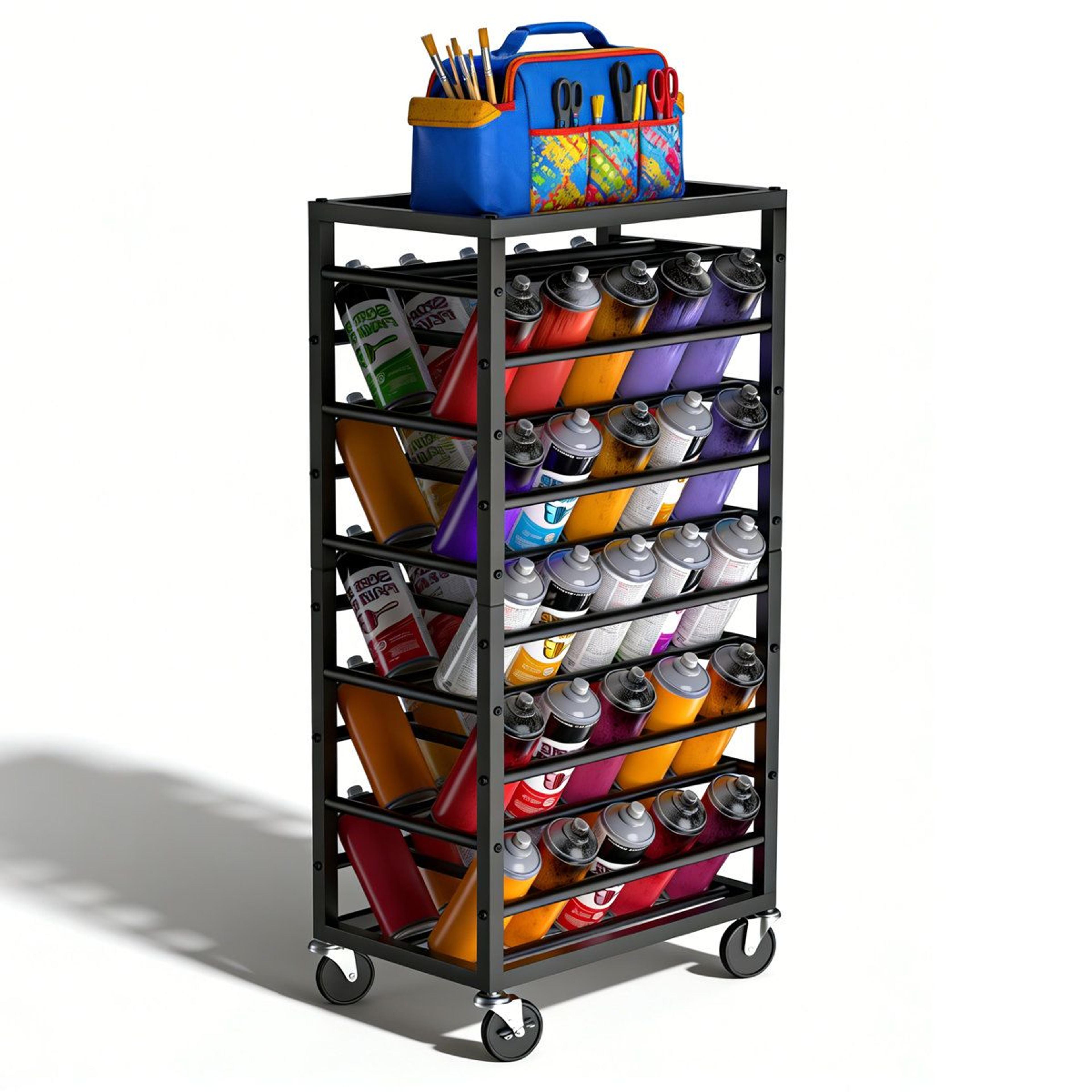 can spray paint storage rack metal aerosol cart for garage and craft room organization