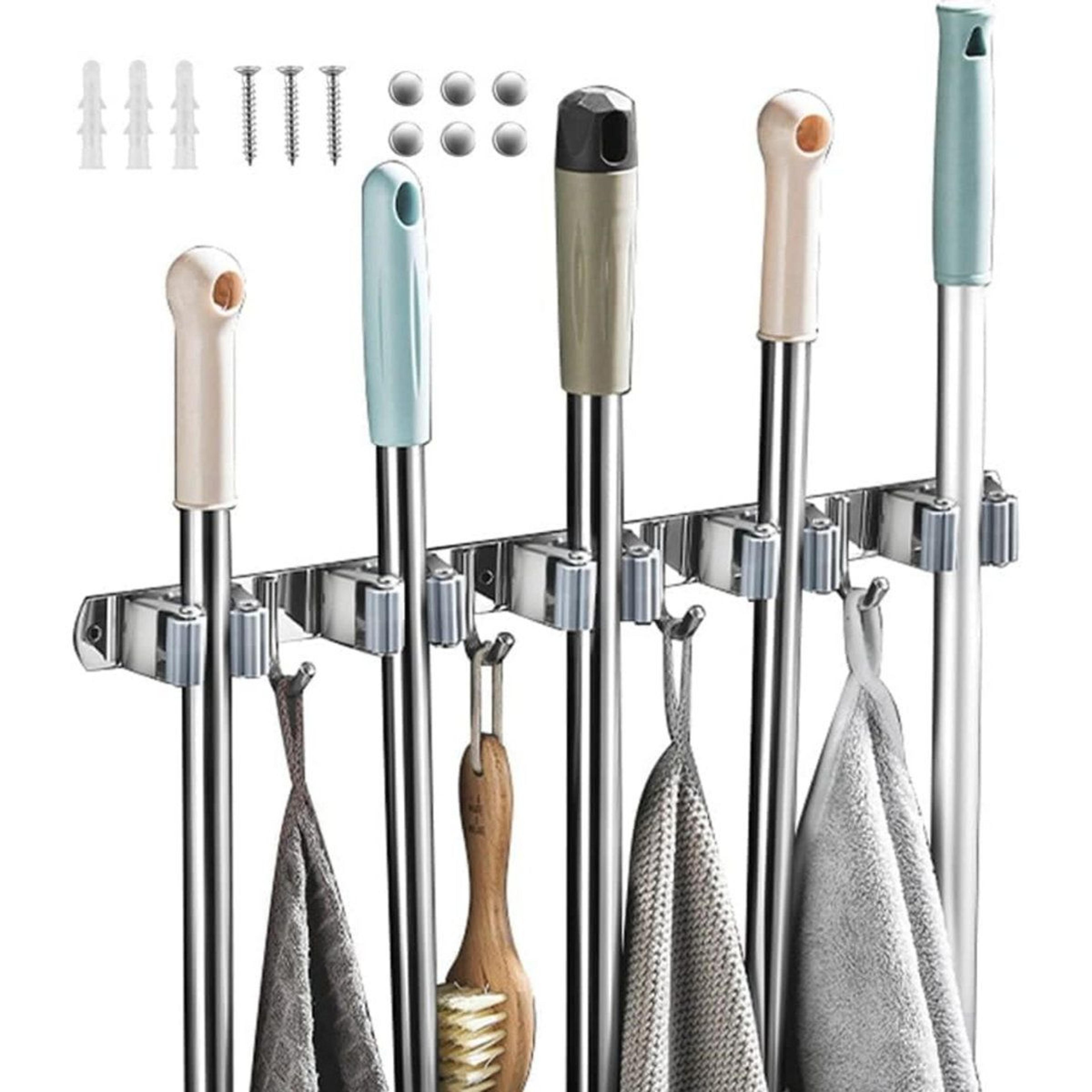 stainless steel broom and mop holder