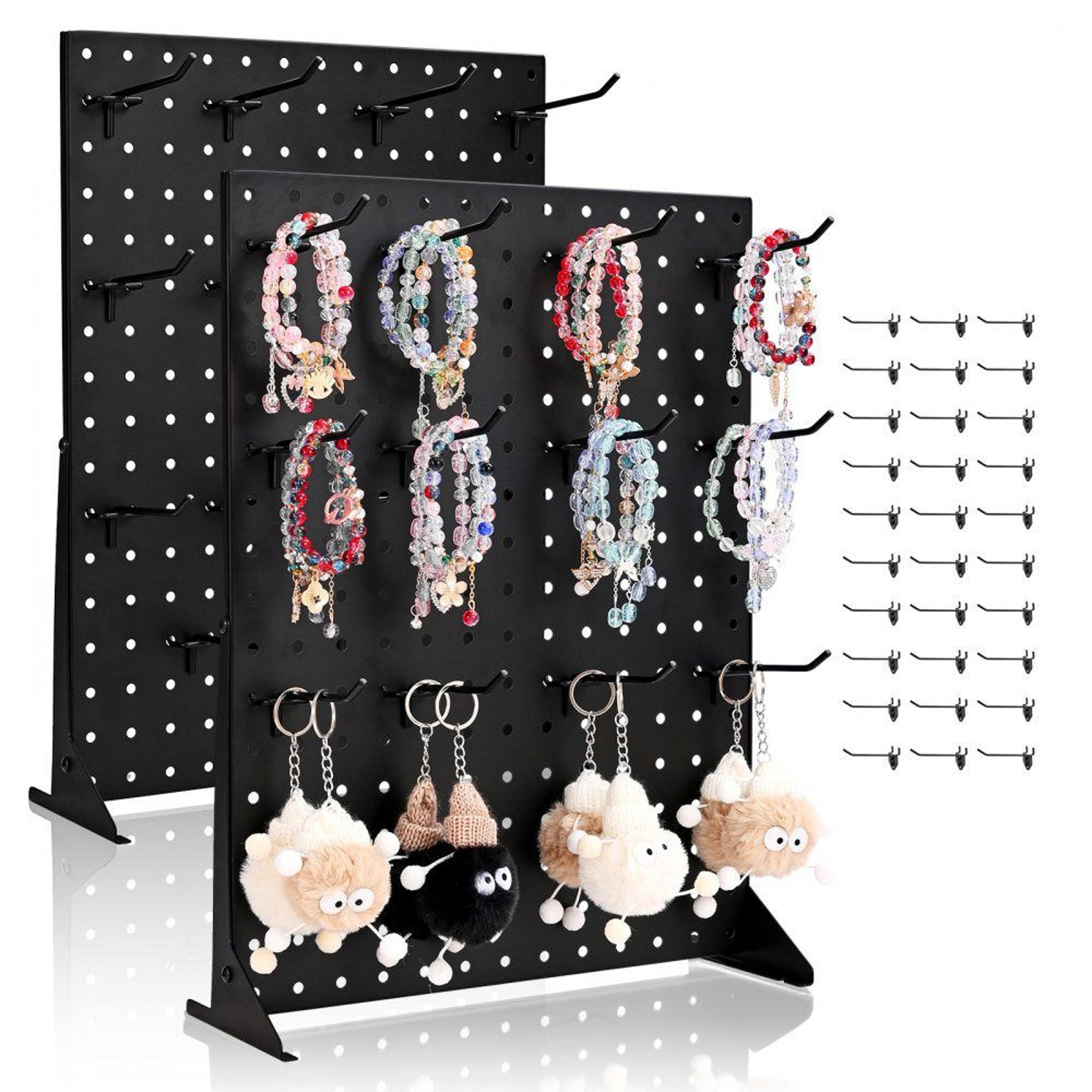 heavy duty black tabletop pegboard display stand