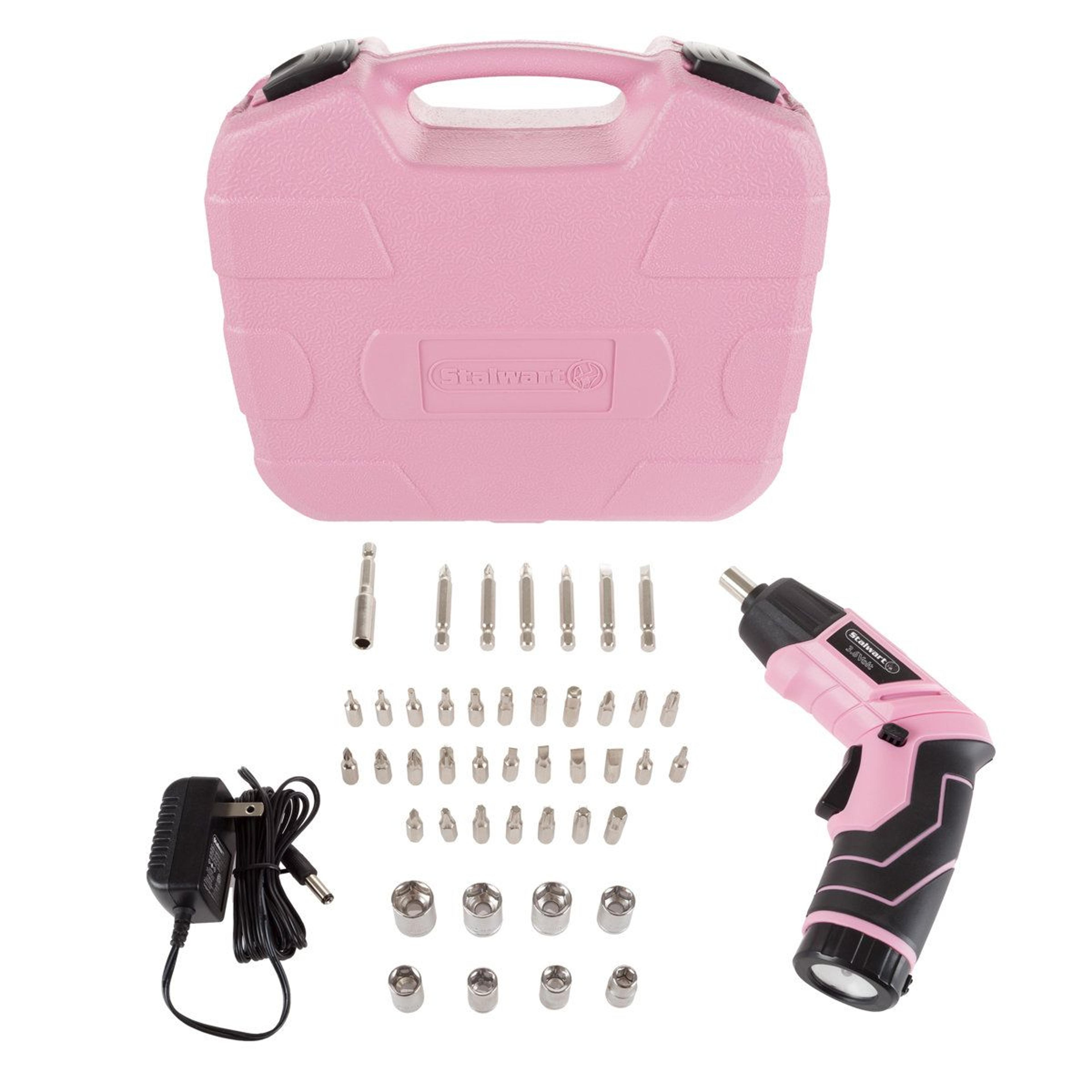 pivoting cordless electric screwdriver set with 45 pieces