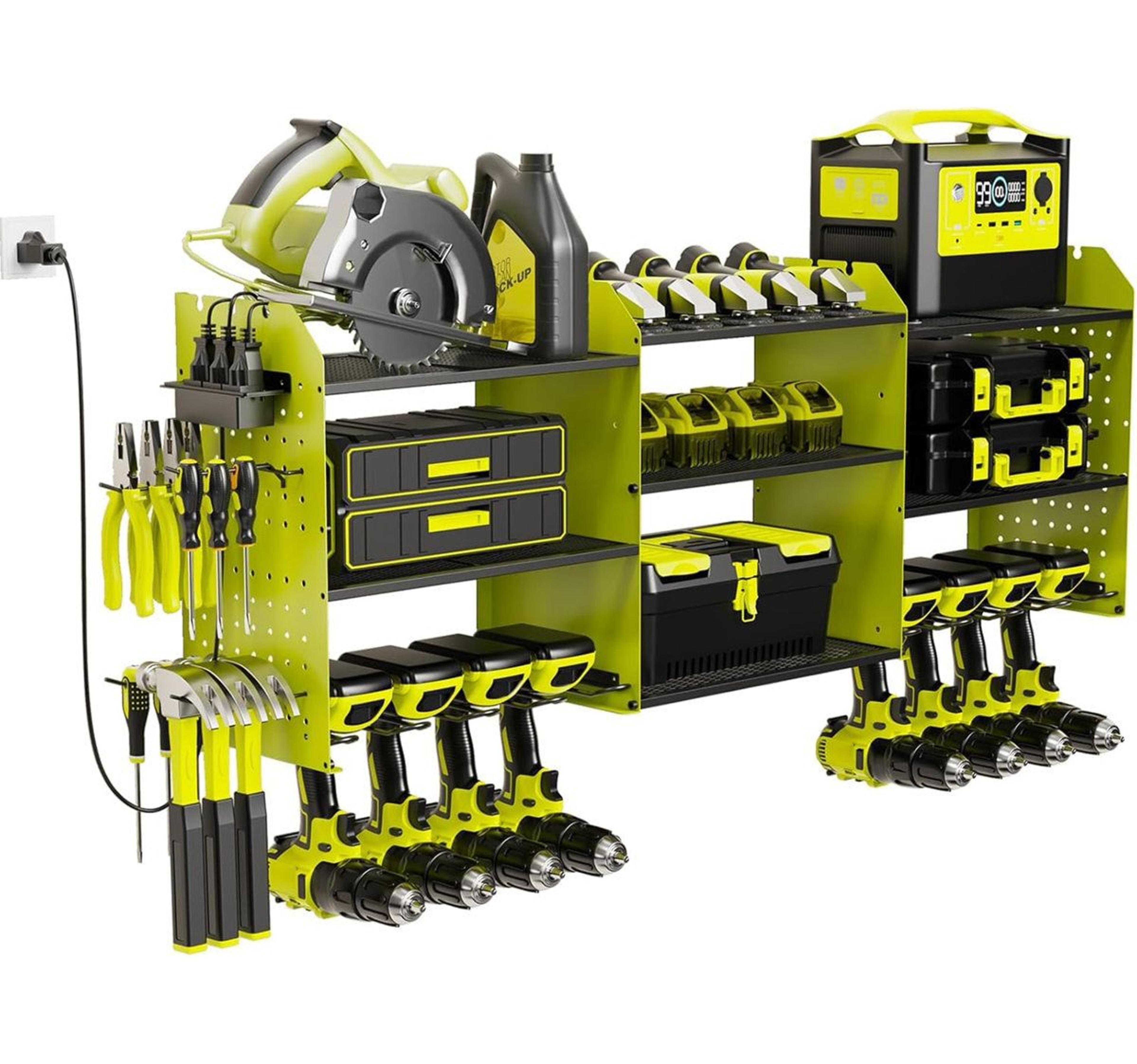 power tool organizer with charging station wall mount heavy duty garage storage rack