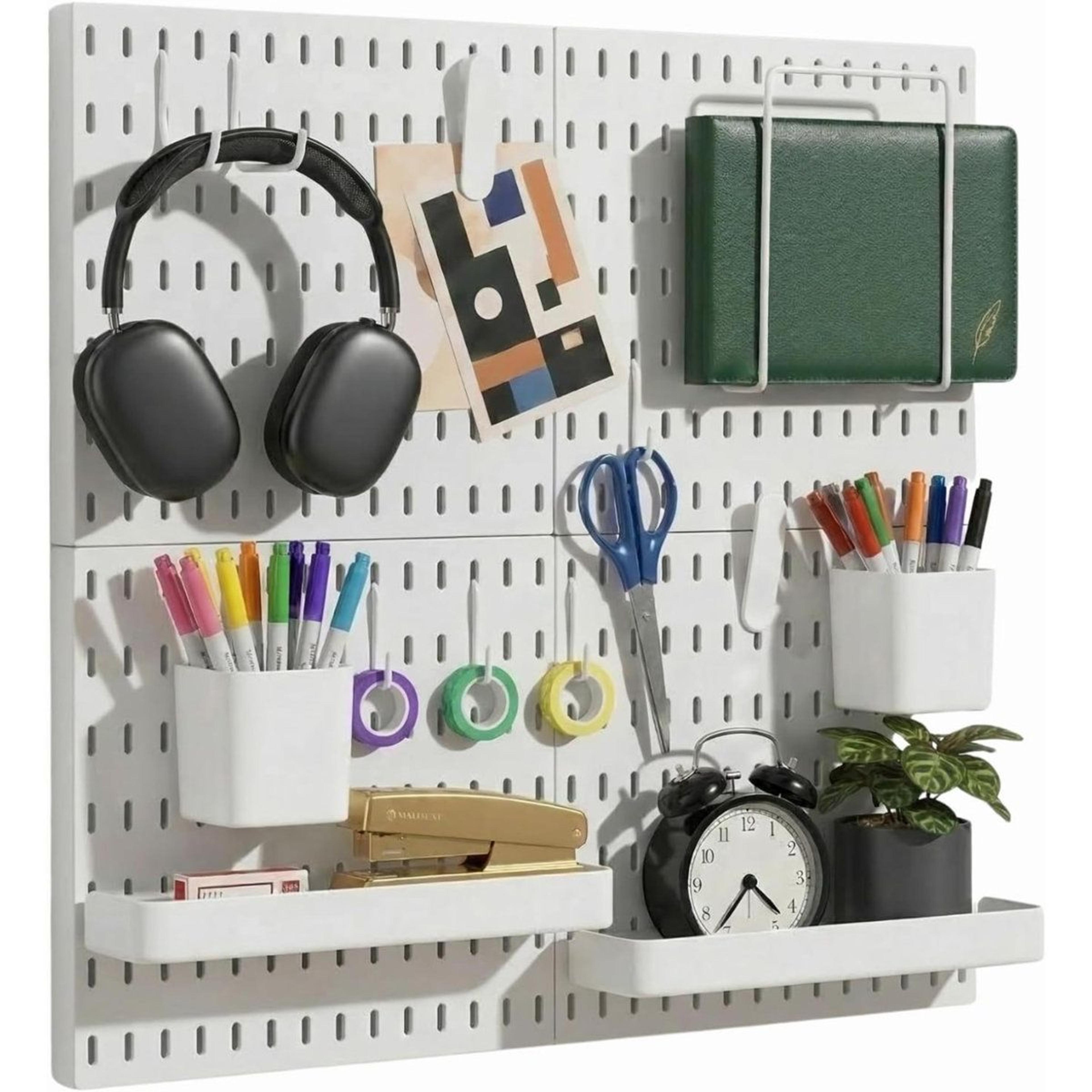 plastic pegboard wall organizer modular storage system for craft room and home office