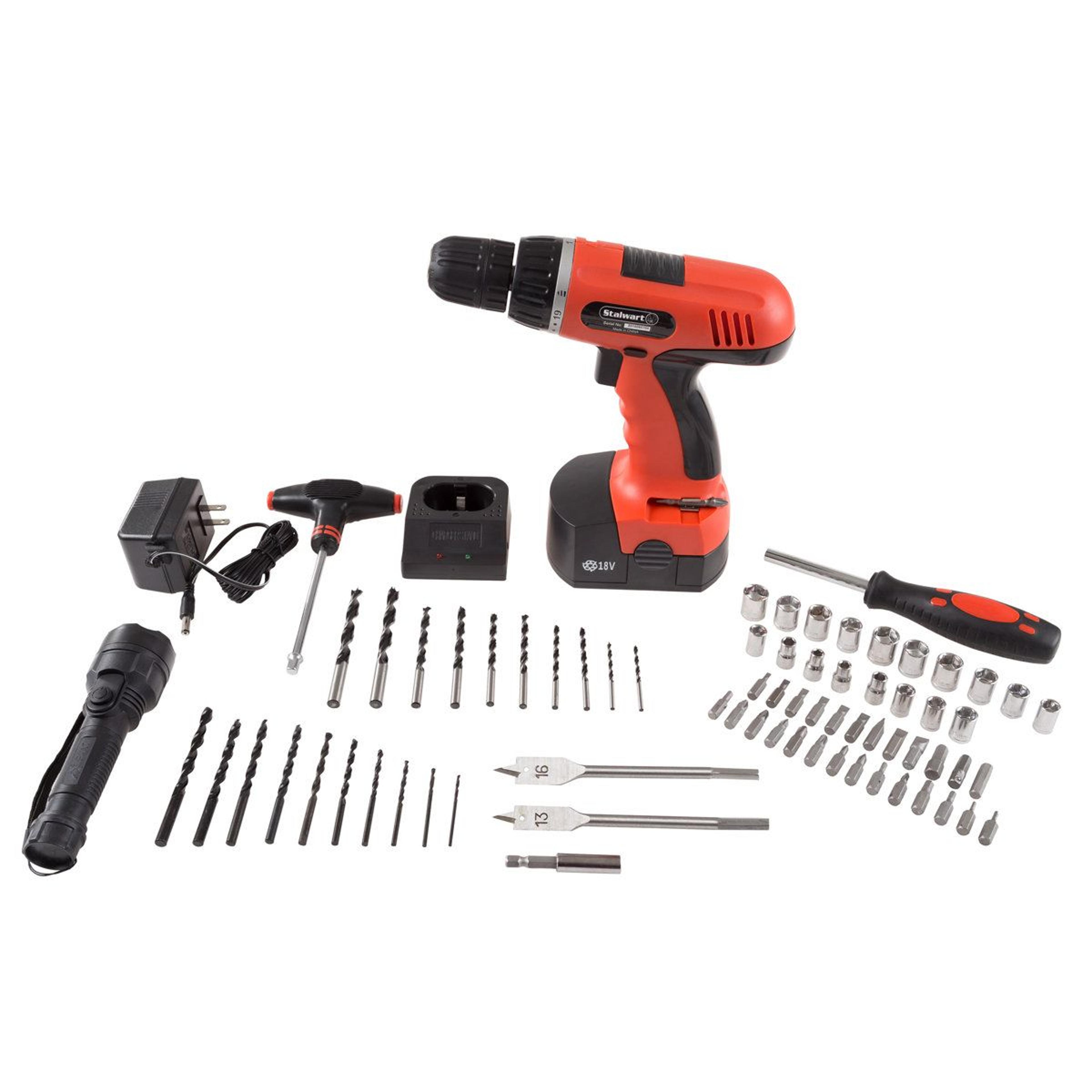18v cordless drill set 78 piece tool set with rechargeable battery