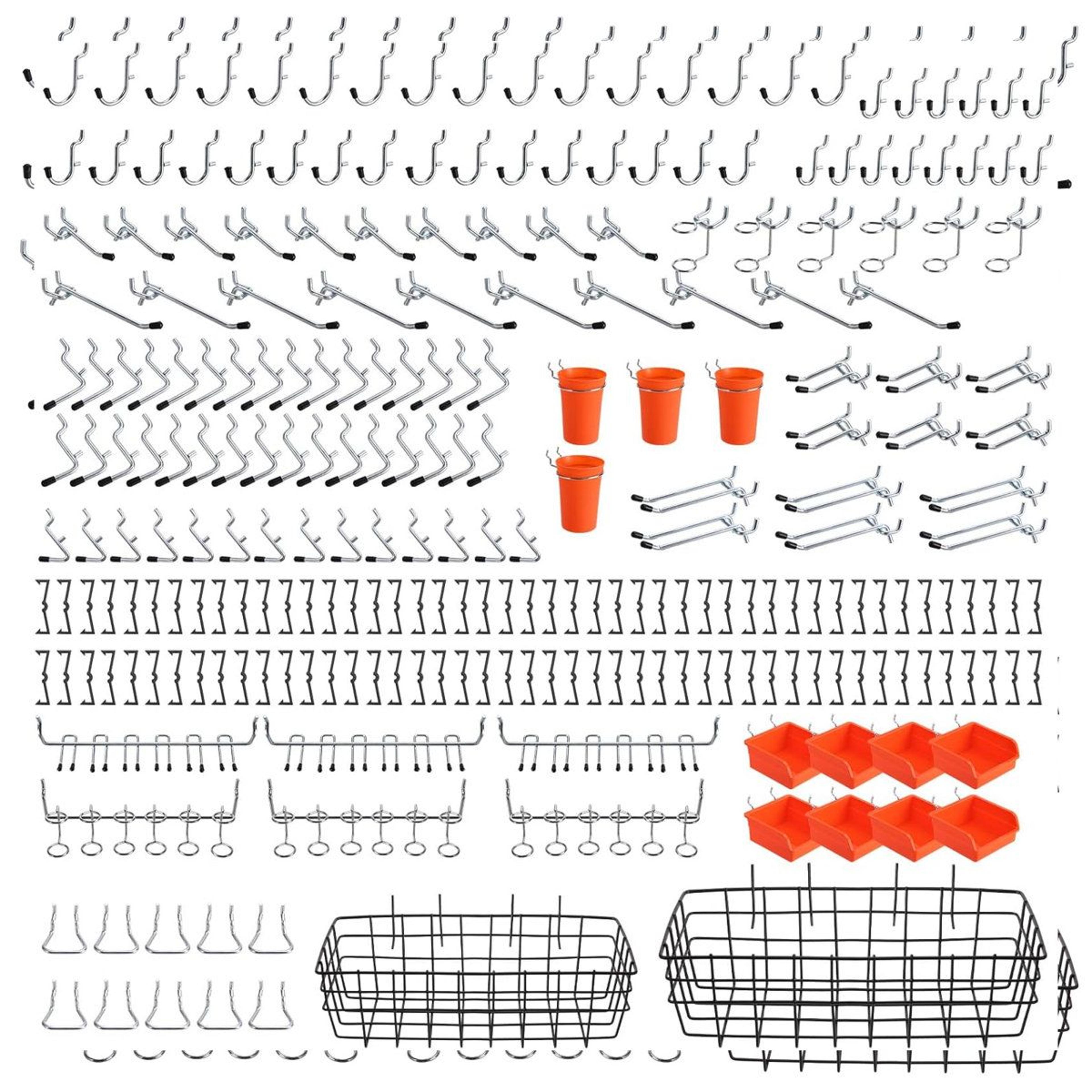 264 piece pegboard organizer accessories kit for heavy duty wall storage and workshop efficiency