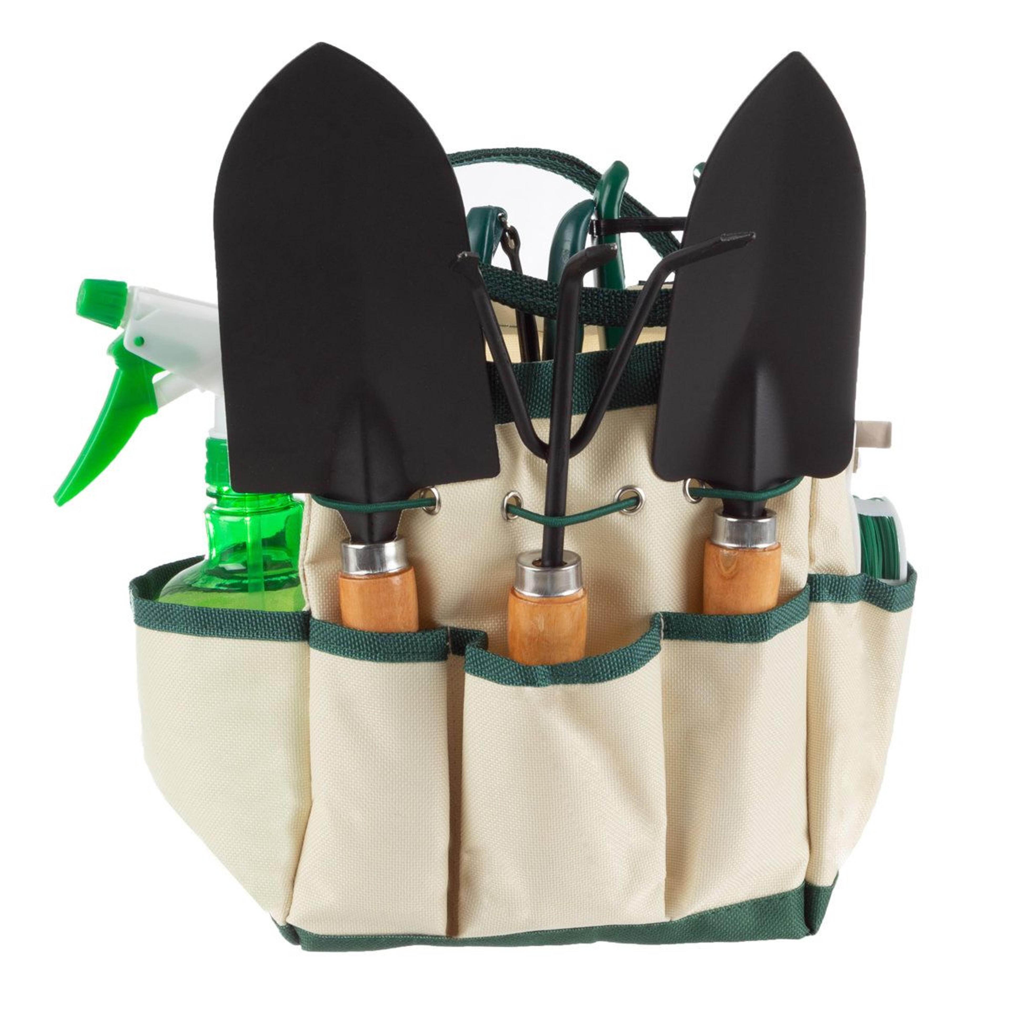 pure garden eight piece hand tool kit with canvas storage tote