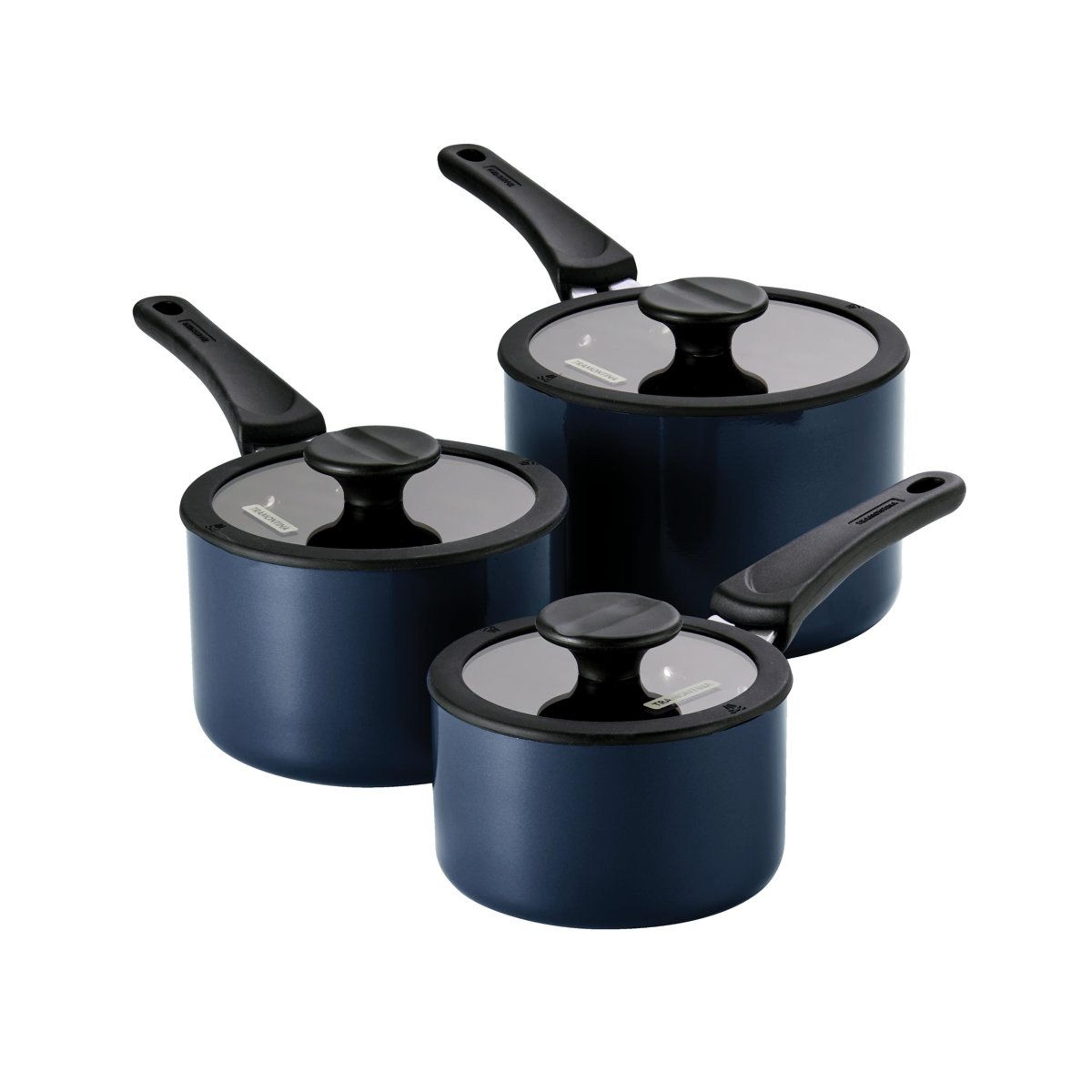 space saving 6 piece nonstick saucepan set with glass lids